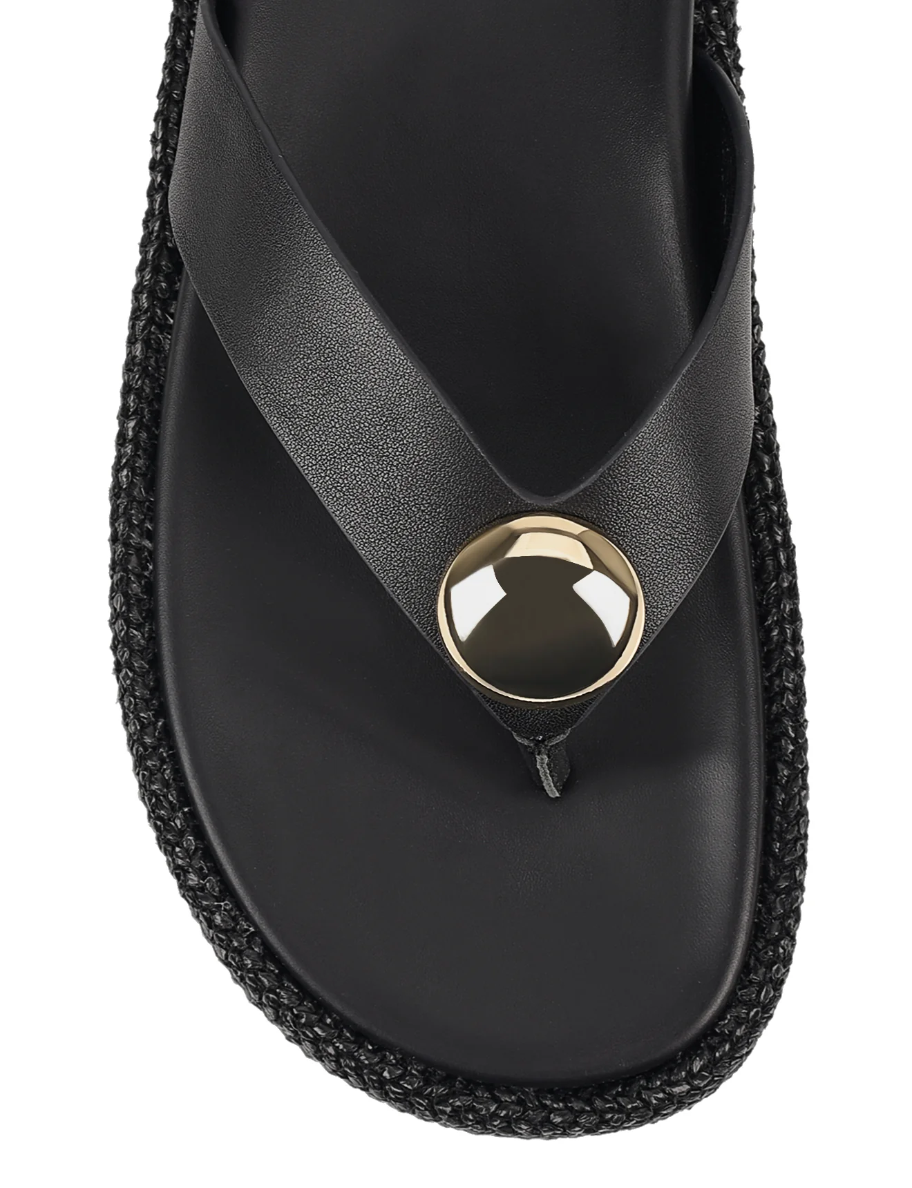 Apollonia Flatform Sandals - Black Weave/Black Leather - Image 4