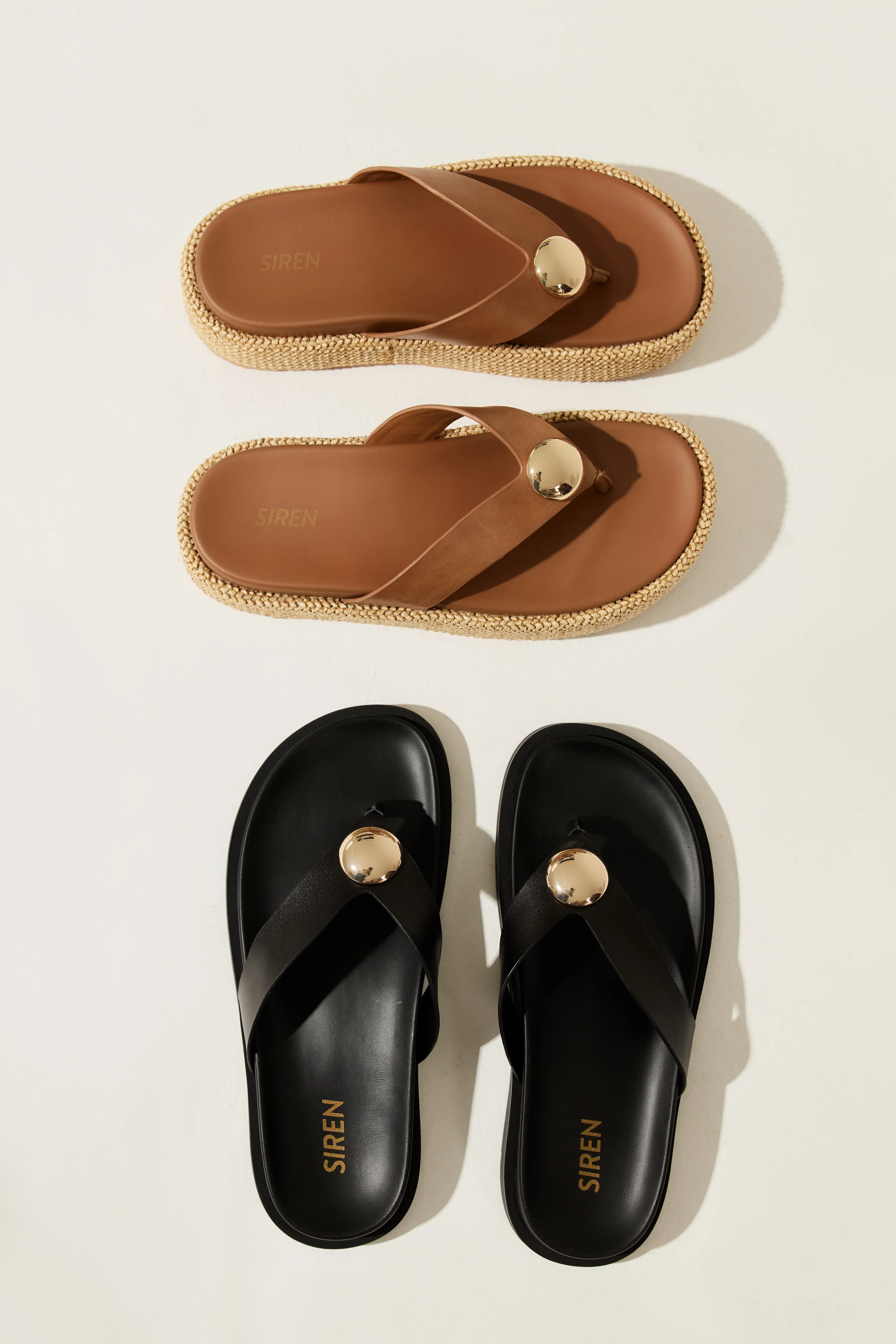Apollonia Flatform Sandals - Natural Weave/Tan Leather - Image 3