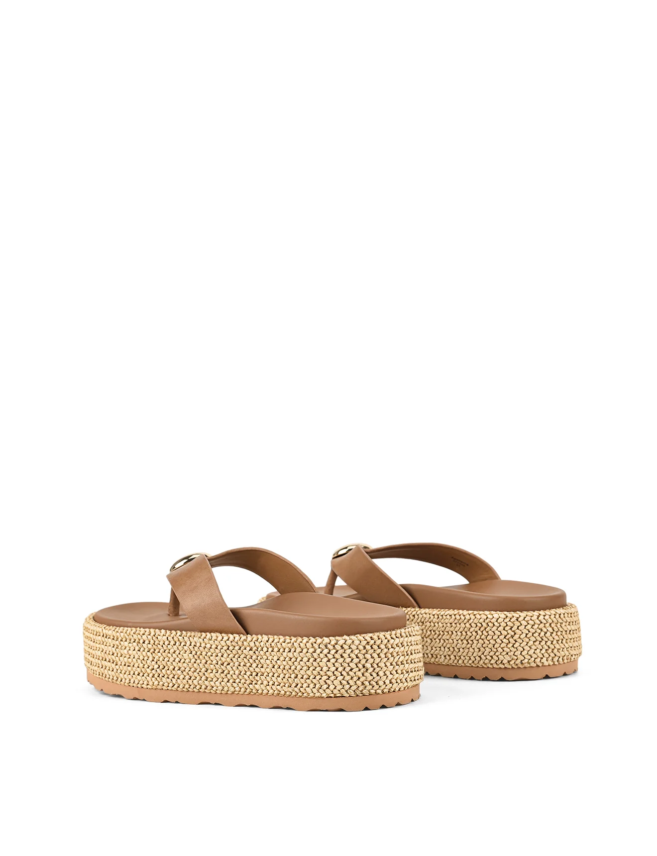 Apollonia Flatform Sandals - Natural Weave/Tan Leather - Image 5