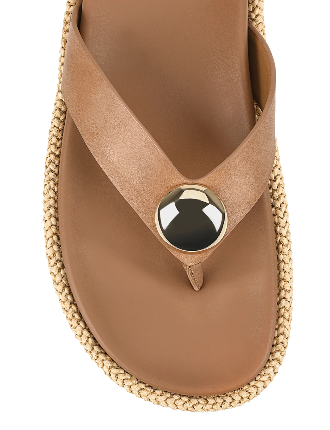 Apollonia Flatform Sandals - Natural Weave/Tan Leather - Image 6