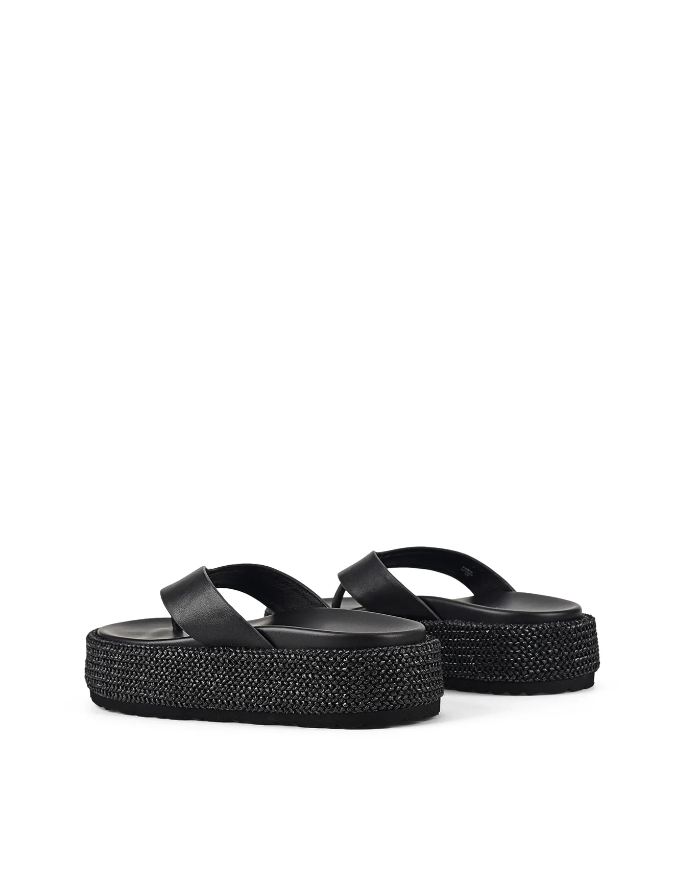 Apple Flatform Sandals - Black Weave/Black Leather - Image 3