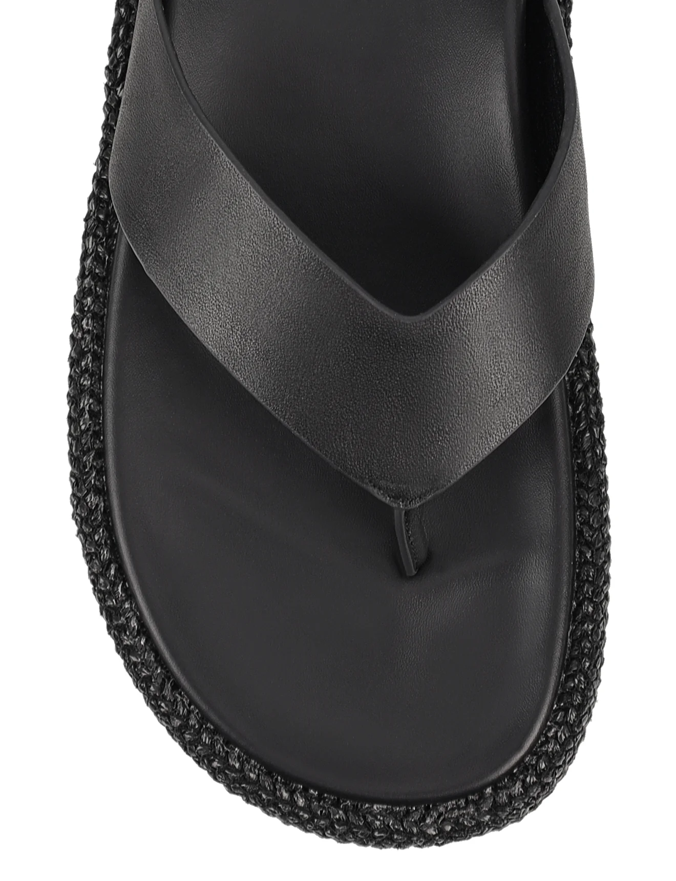 Apple Flatform Sandals - Black Weave/Black Leather - Image 4