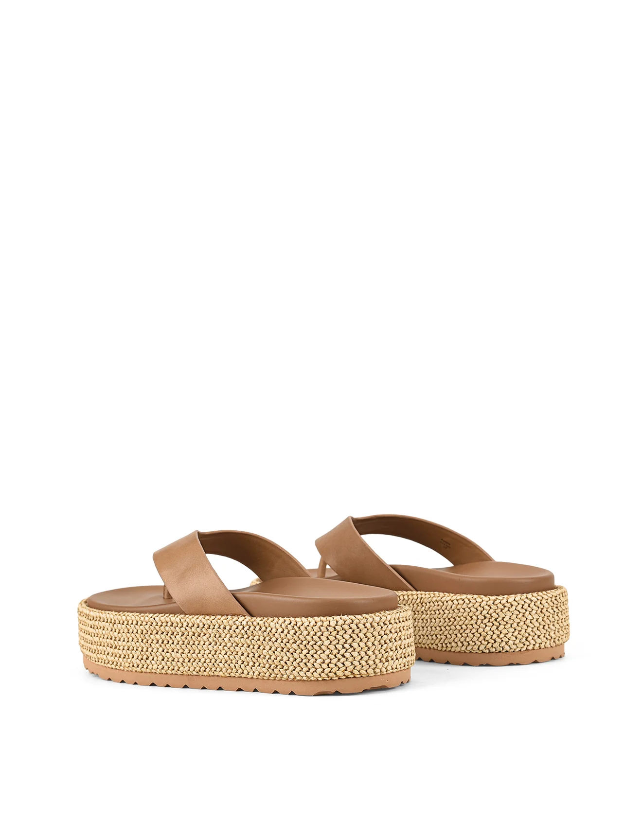 Apple Flatform Sandals - Natural Weave/Tan Leather - Image 4