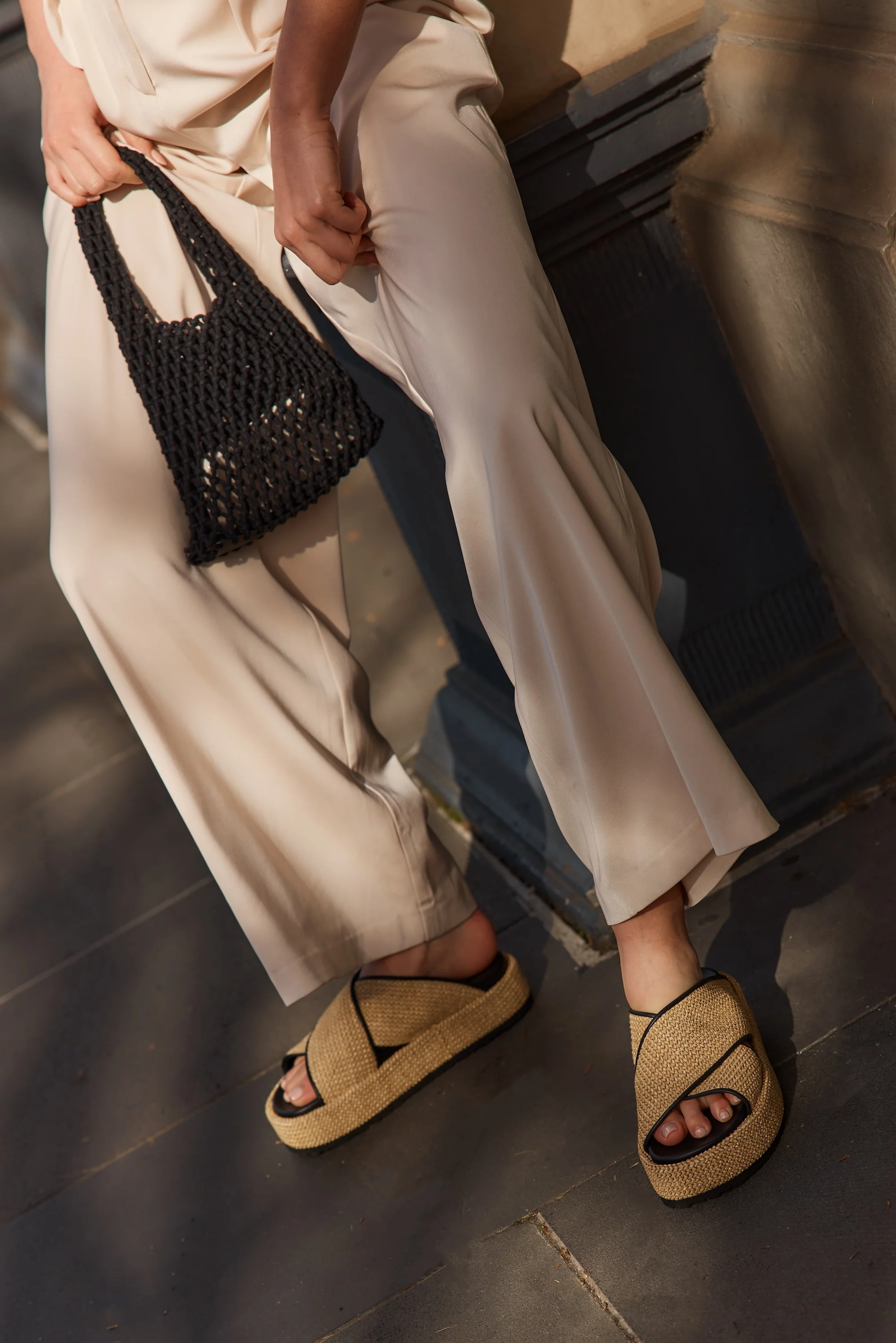 April Flatform Sandals - Natural Weave & Black - Image 3