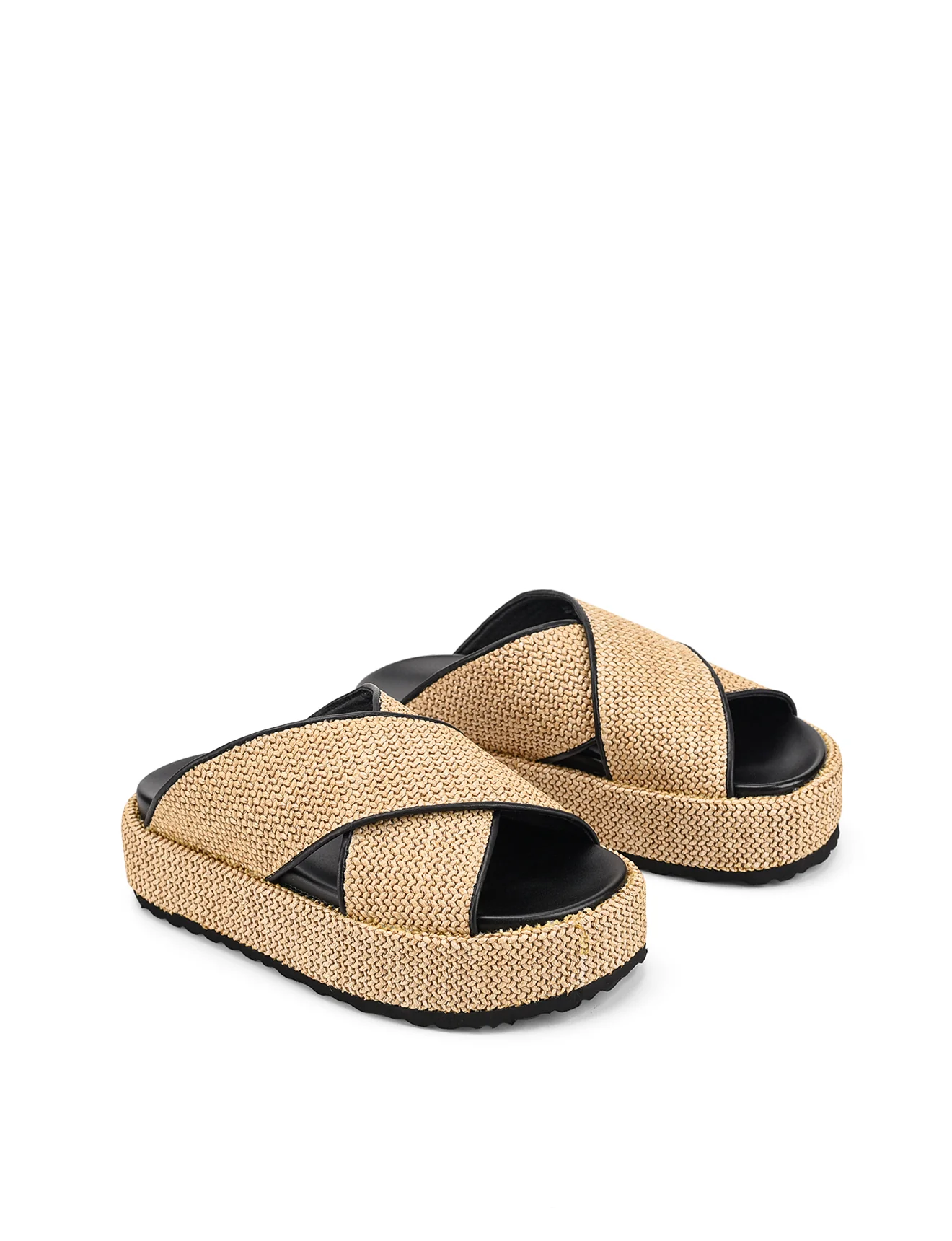 April Flatform Sandals - Natural Weave & Black - Image 5
