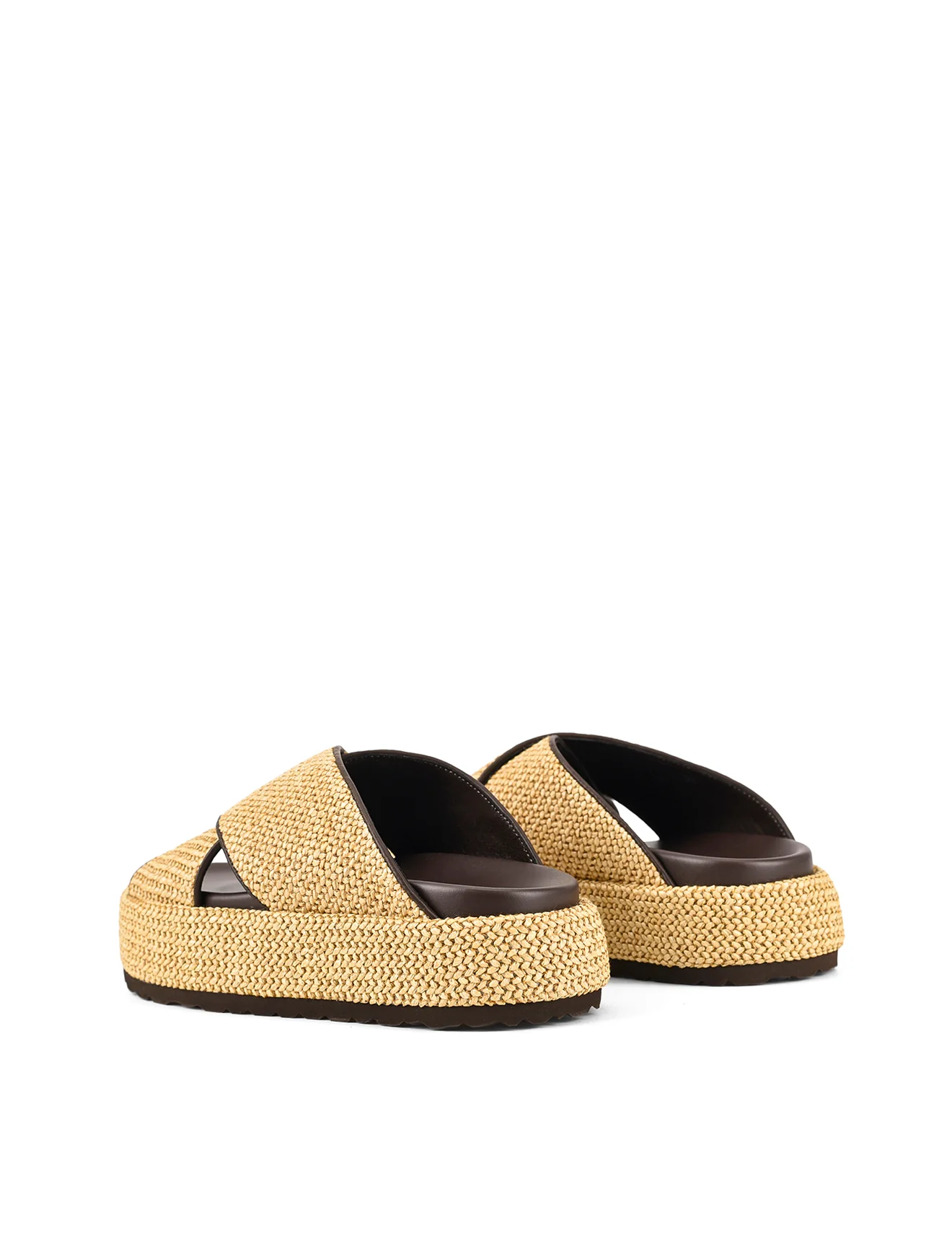 April Flatform Sandals - Natural Weave/Chocolate - Image 3