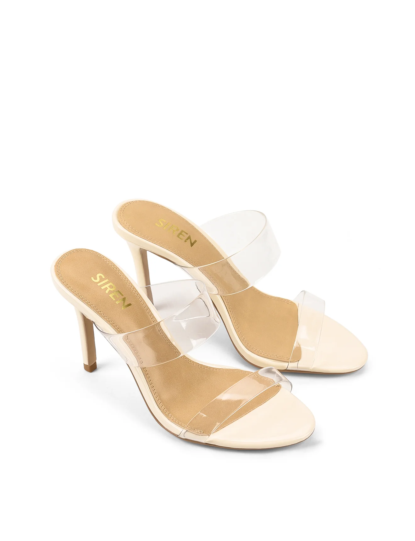 Brooklyn Stiletto Mules - Cream White Patent Leather & Vinylite - Image 5