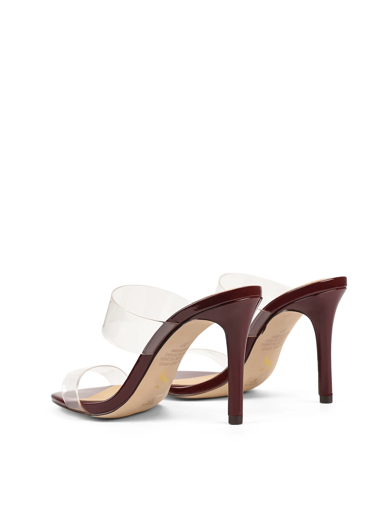 Brooklyn Stiletto Mules - Wine Patent Leather & Vinylite - Image 3