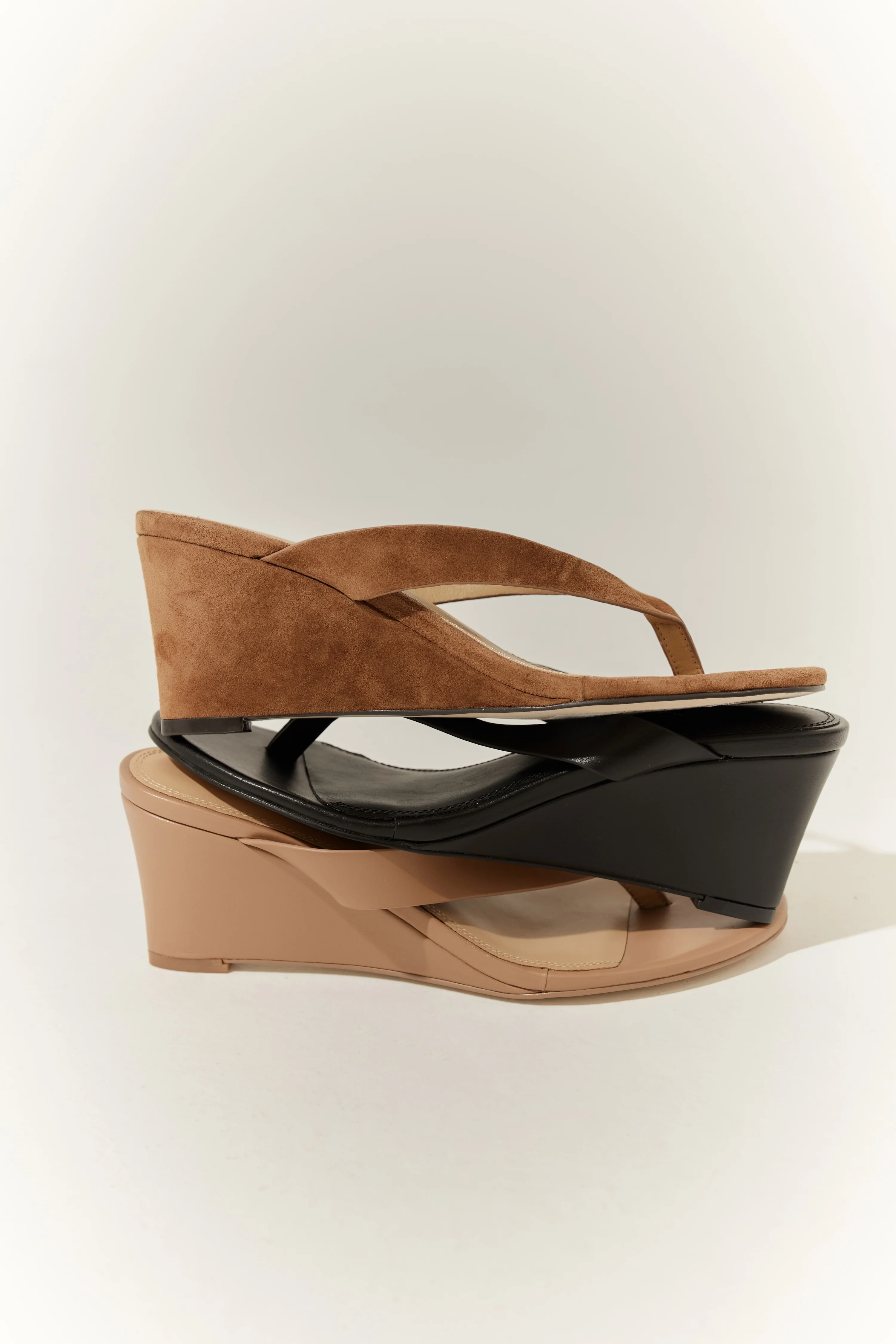 Charlize Thong Wedges - Almond Tan Leather - Image 3