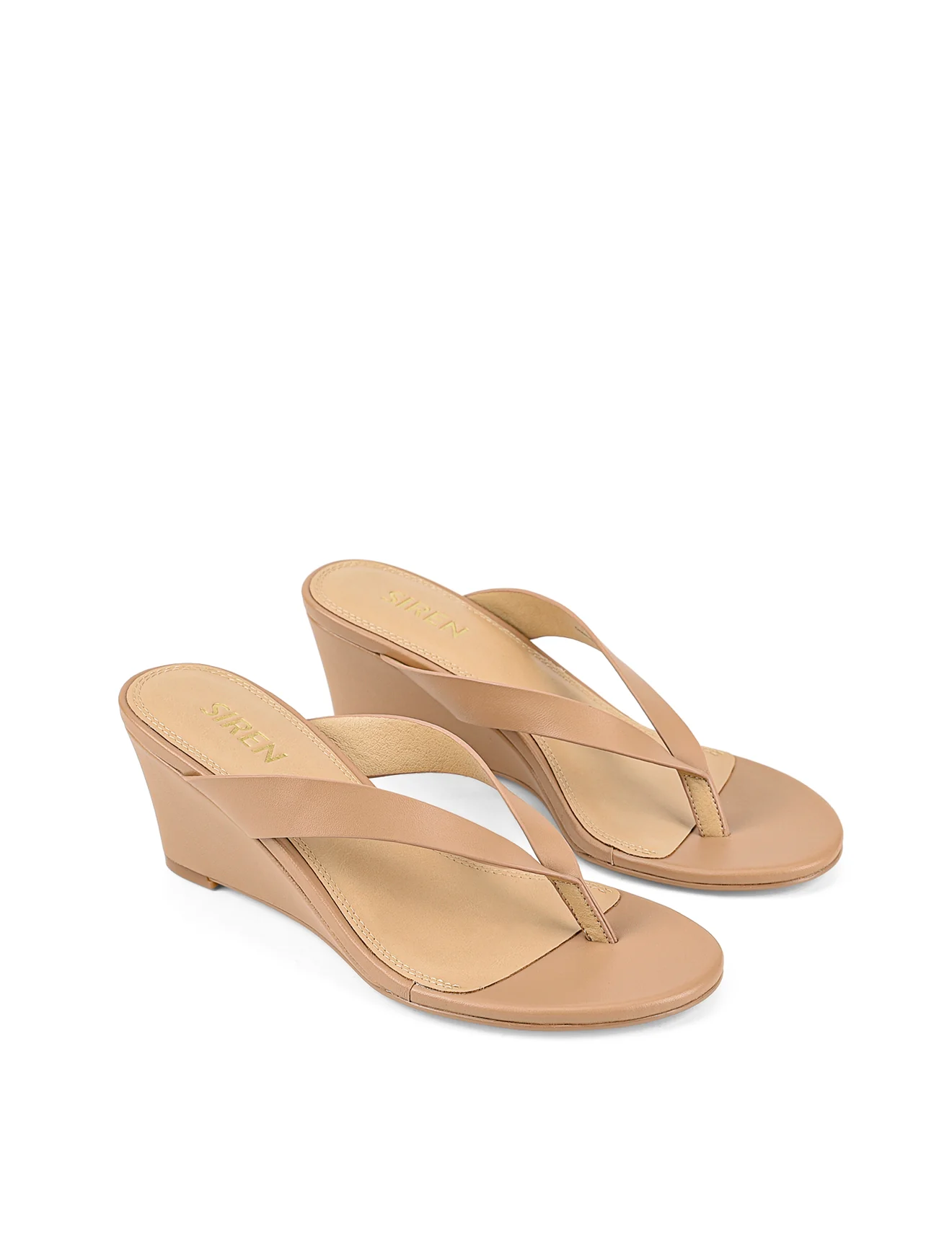 Charlize Thong Wedges - Almond Tan Leather - Image 5