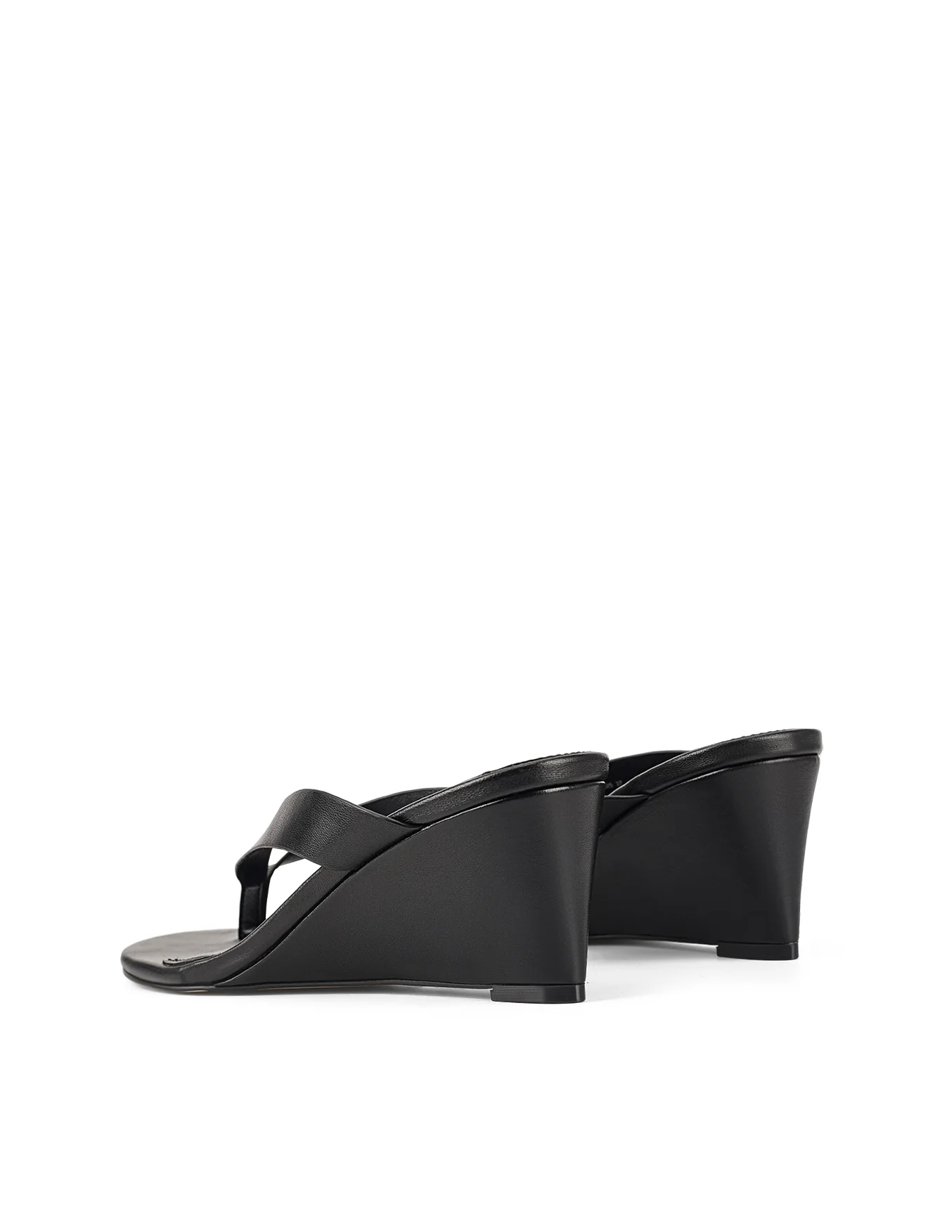 Charlize Thong Wedges - Black Leather - Image 6