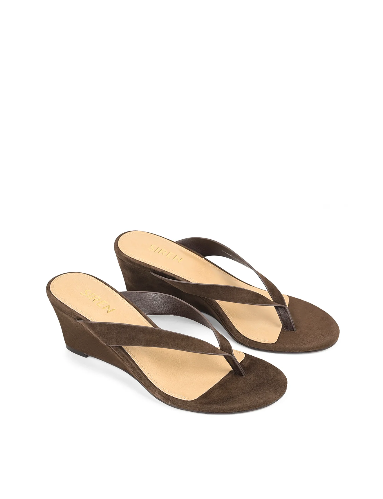 Charlize Thong Wedges - Chocolate Brown Suede - Image 3