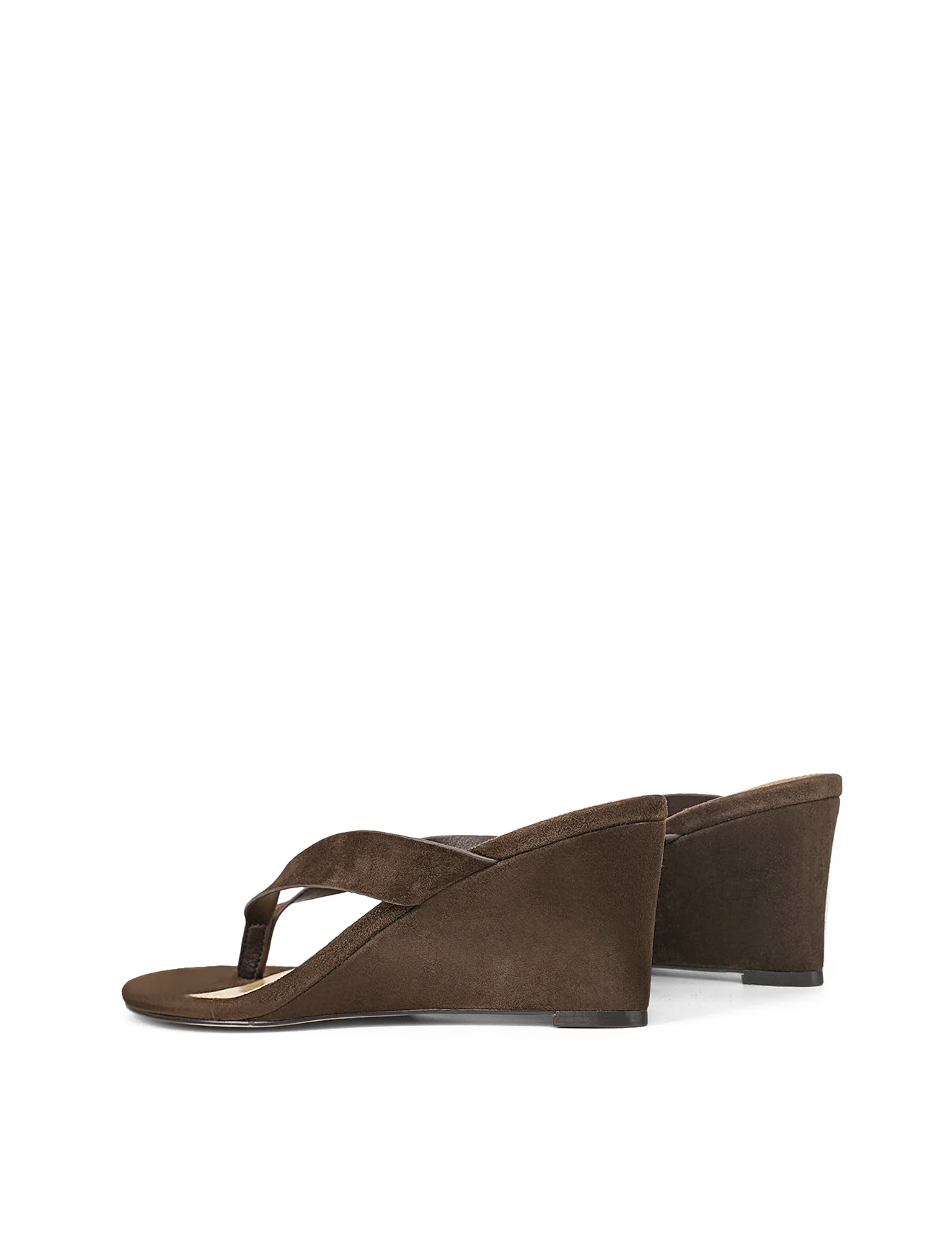 Charlize Thong Wedges - Chocolate Brown Suede - Image 5