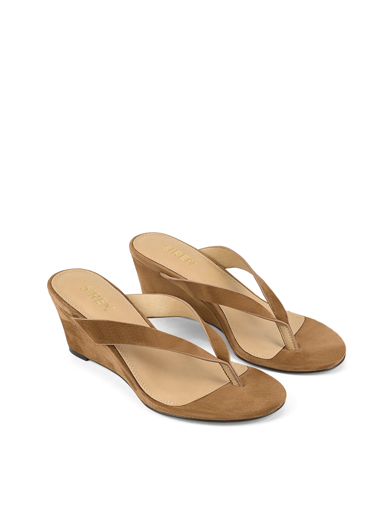 Charlize Thong Wedges - Tobacco Brown Suede - Image 6