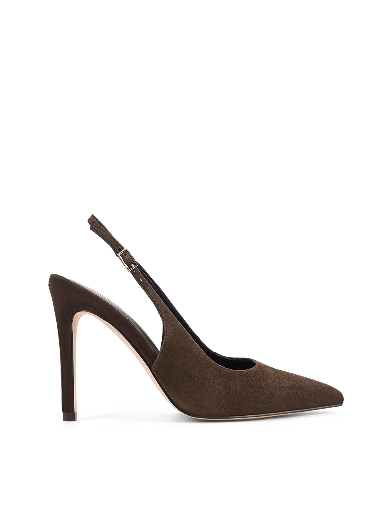 Cilla Stiletto Slingback Heels - Chocolate Brown Suede