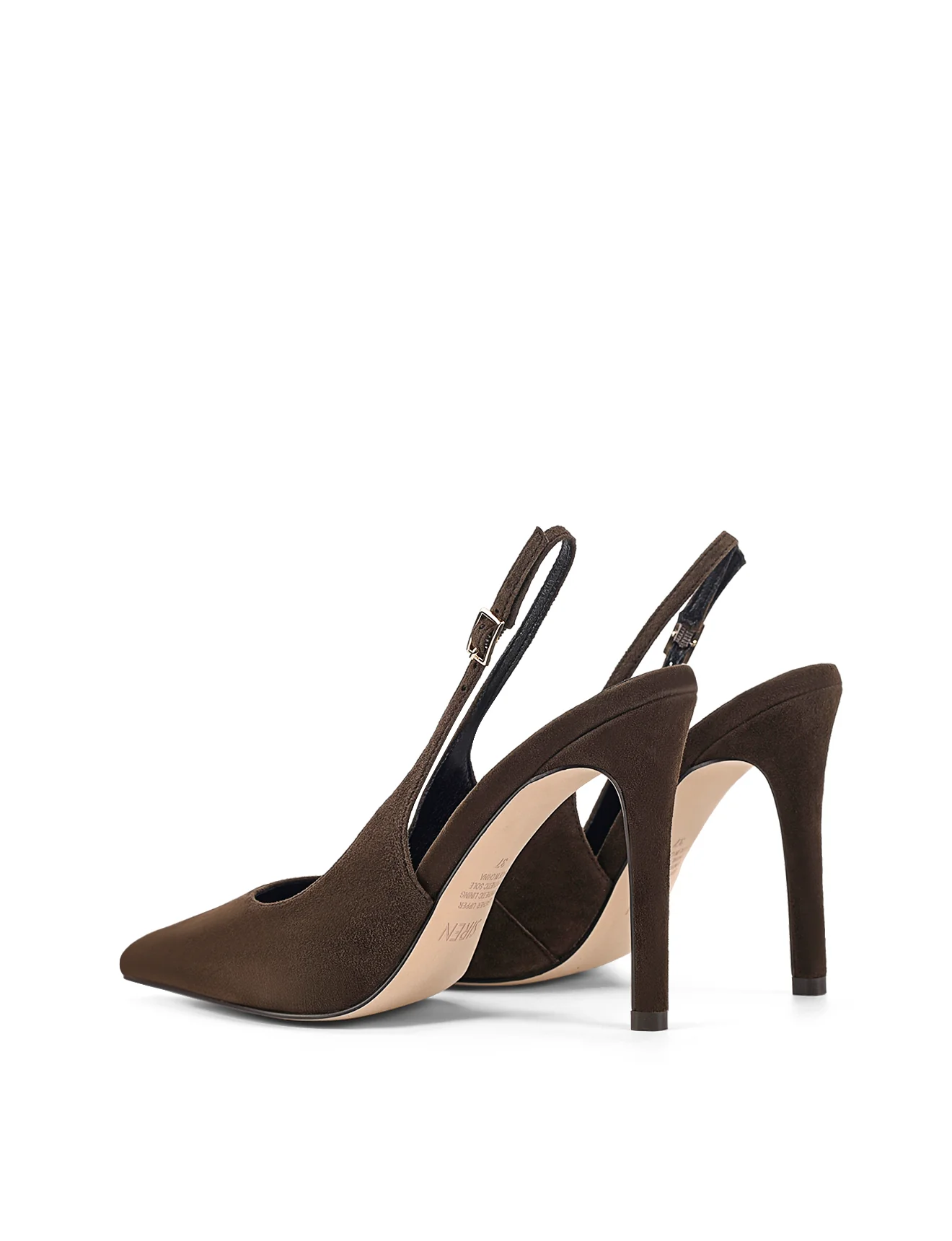 Cilla Stiletto Slingback Heels - Chocolate Brown Suede - Image 4