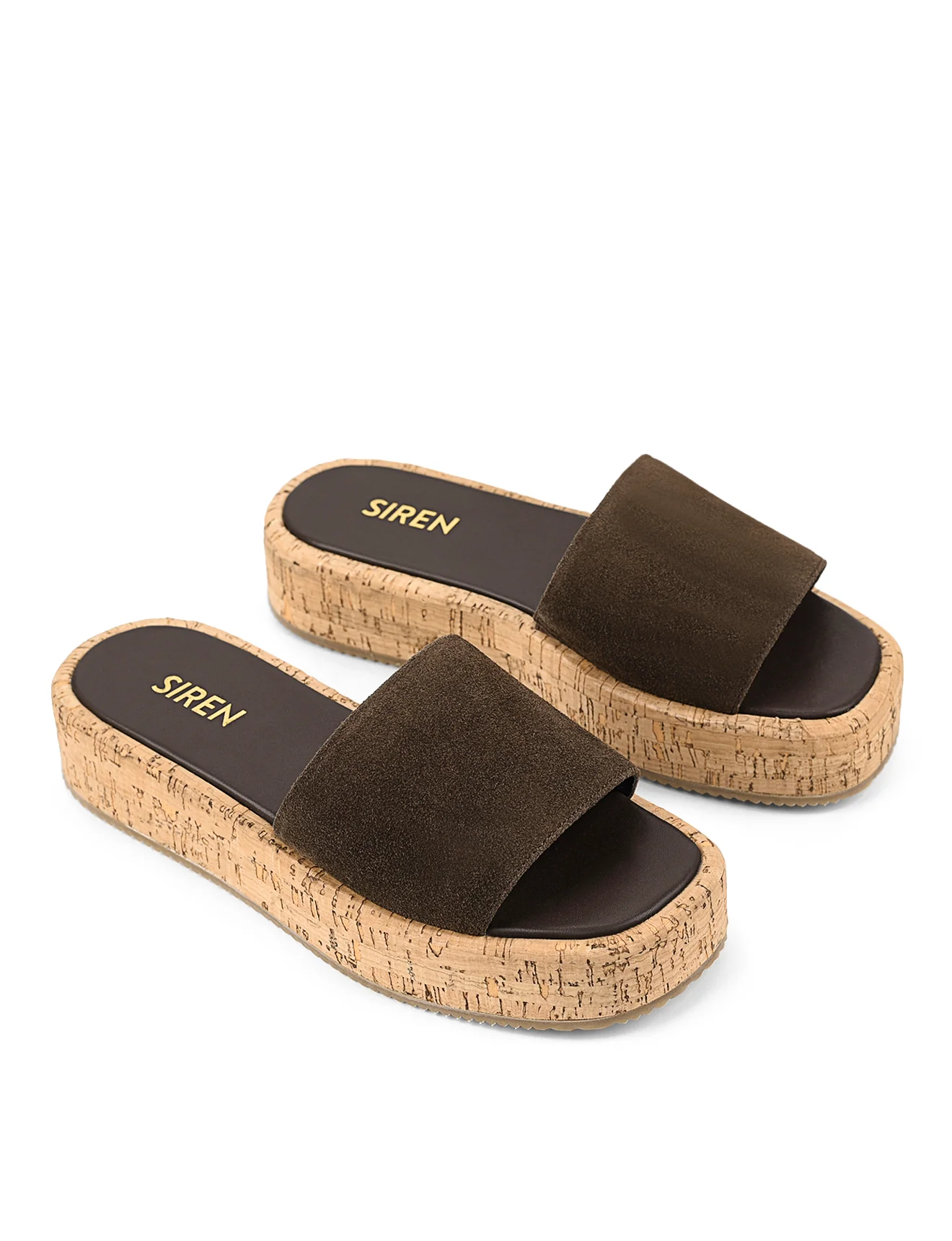 Detroit Flatform Slides - Chocolate Brown Suede & Cork - Image 3