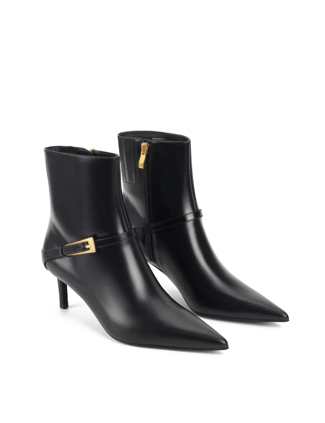 Drew Stiletto Ankle Boots - Black High Shine Leather - Image 3
