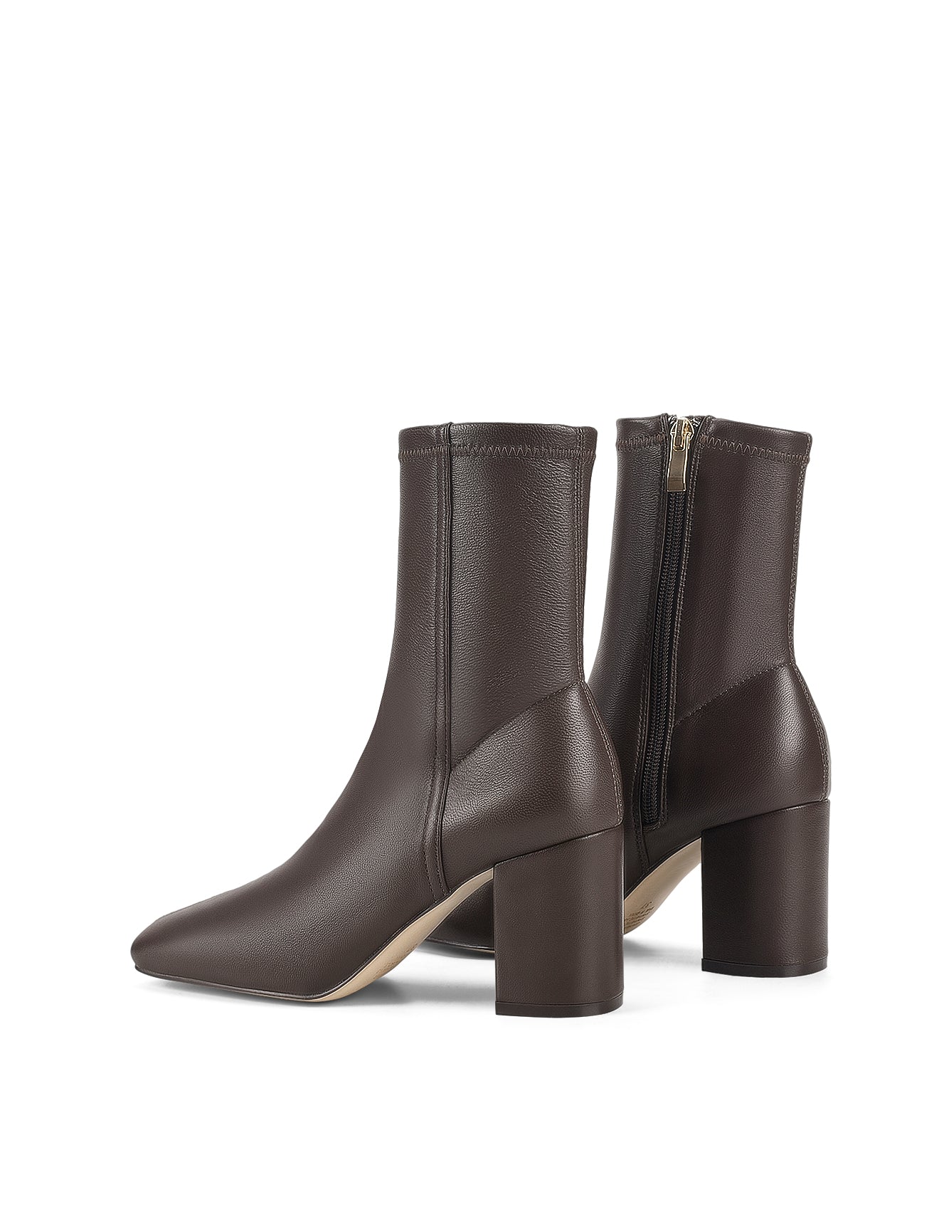 Emily Ankle Boots - Chocolate Brown Stretch Leather - Image 4