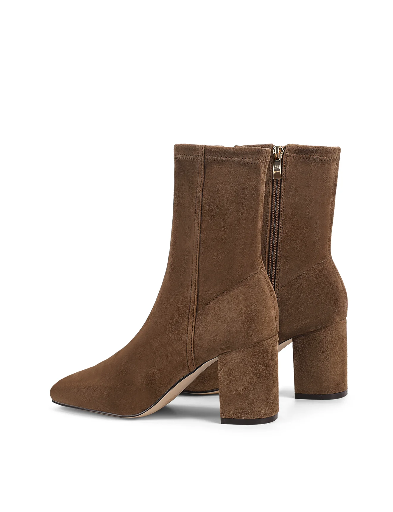 Emily Ankle Boots - Toffee Brown Stretch Suede - Image 4
