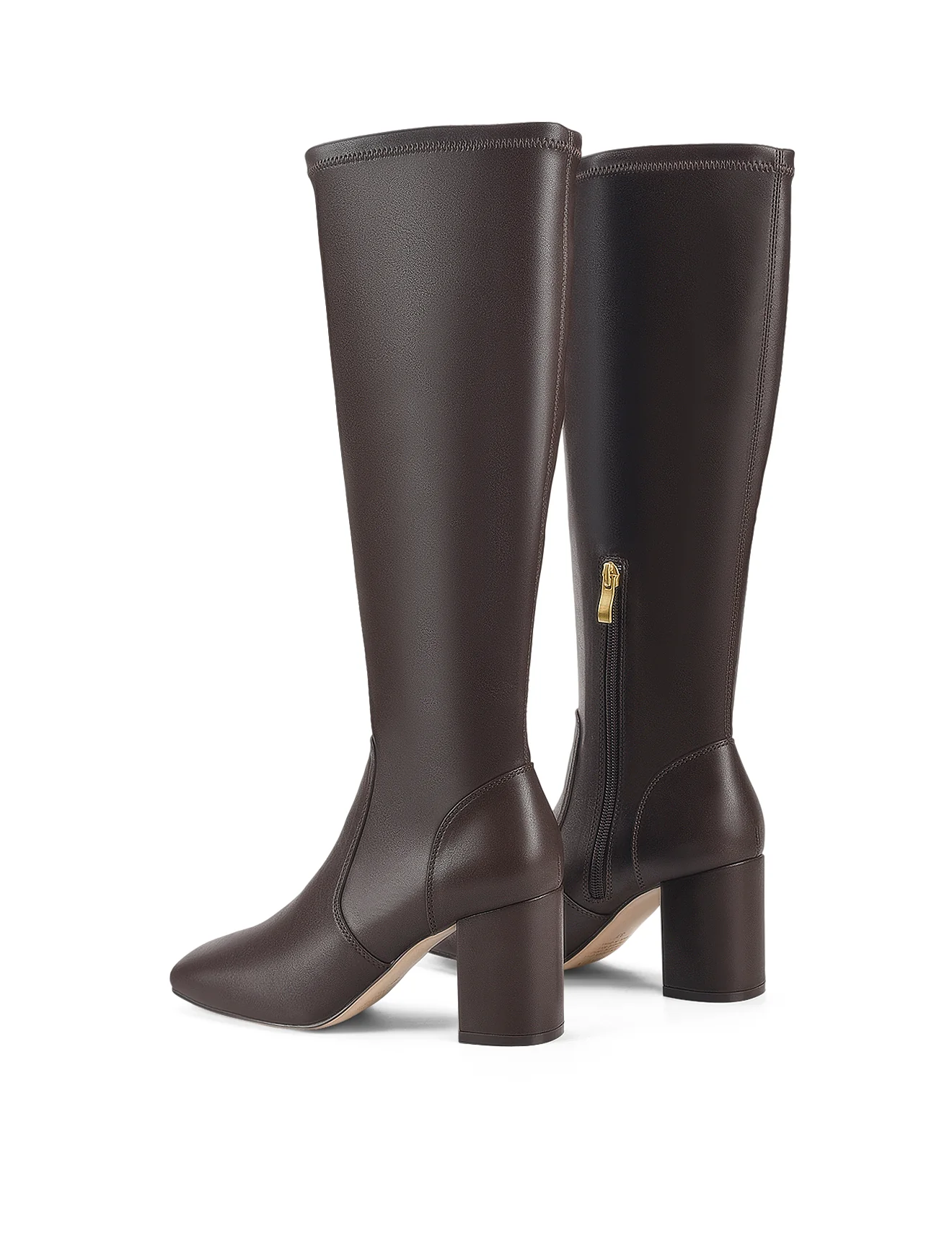 Emma Long Boots - Chocolate Brown Stretch - Image 4
