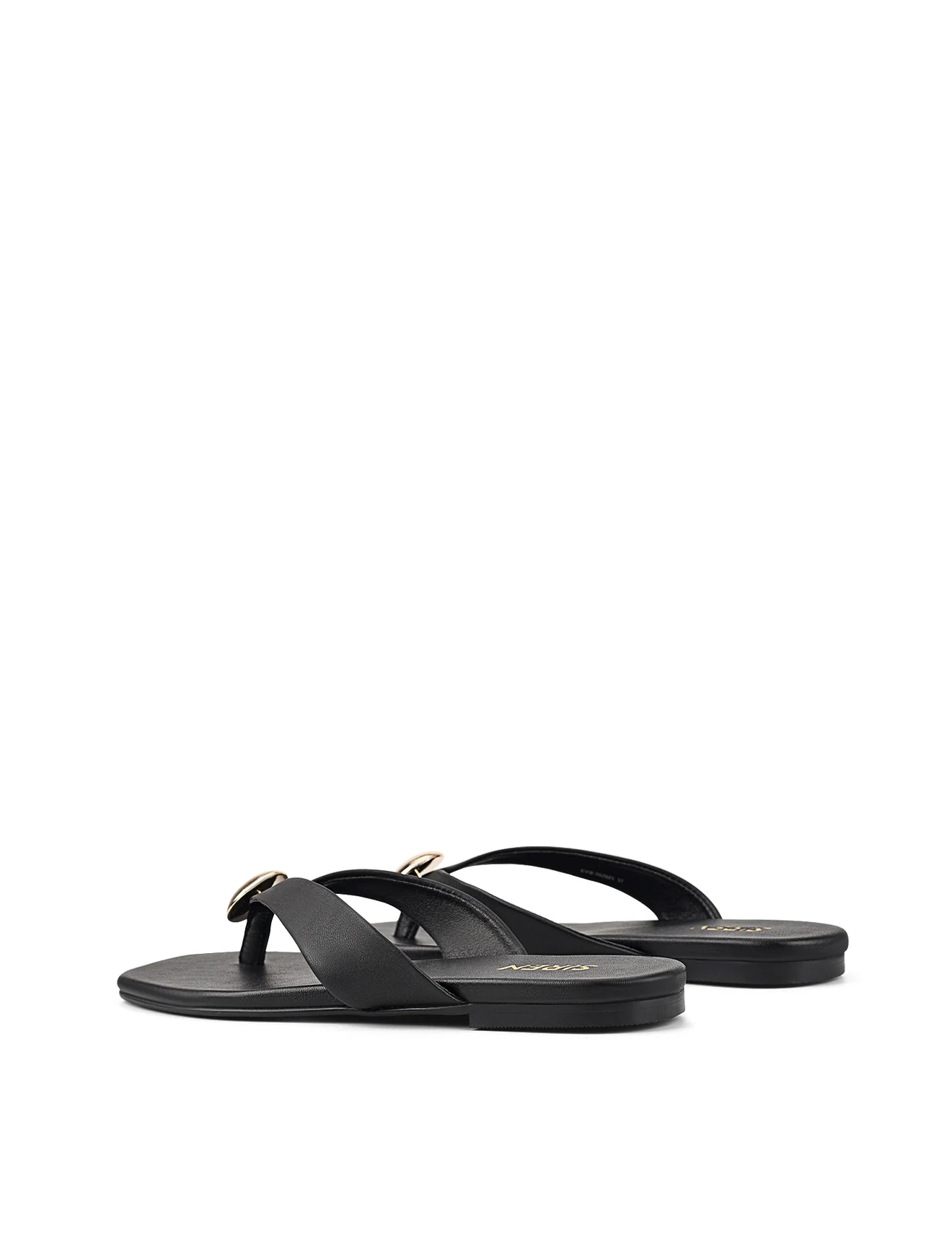 Evie Strappy Flat Sandals - Black Leather - Image 6
