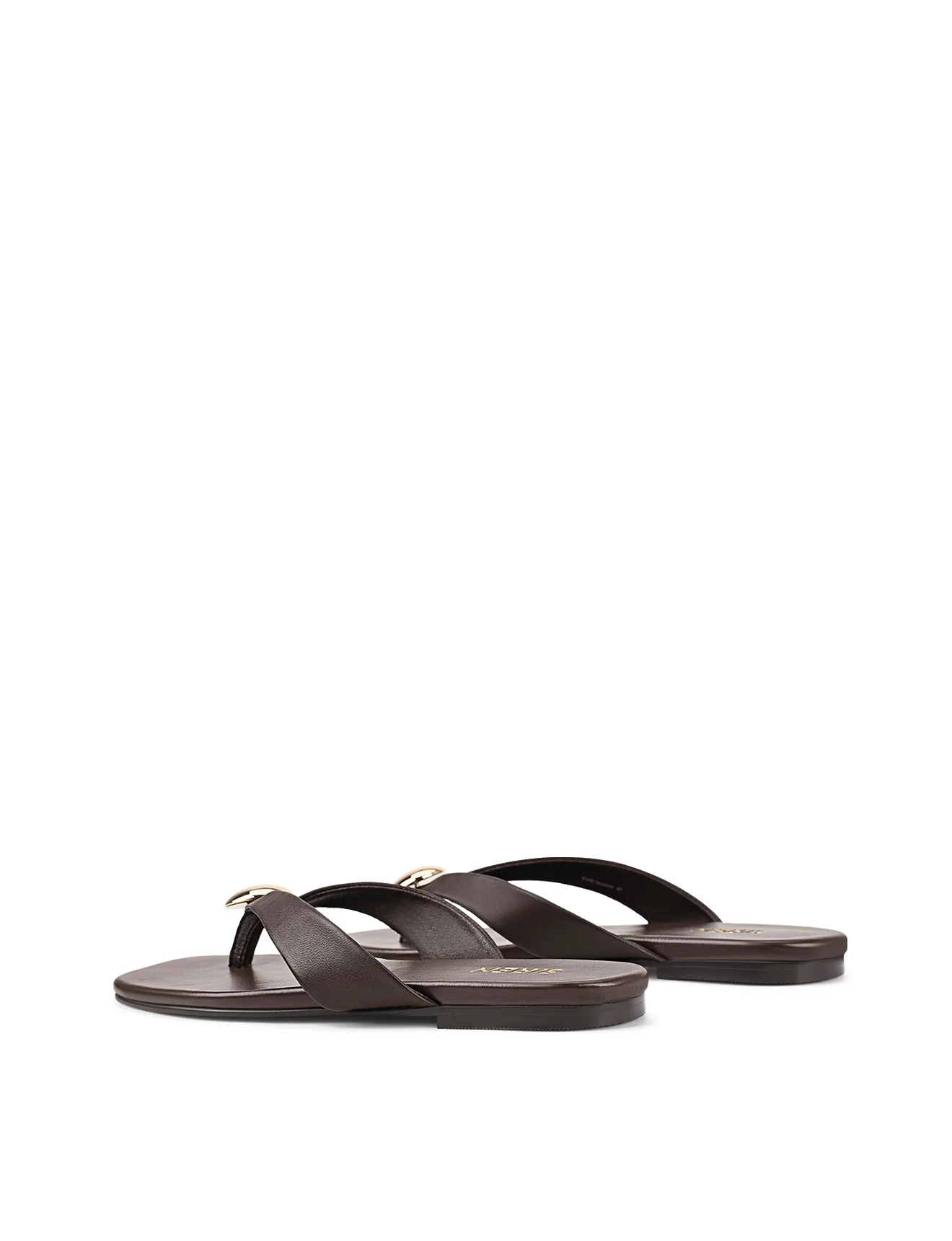 Evie Strappy Flat Sandals - Chocolate Brown Leather - Image 3