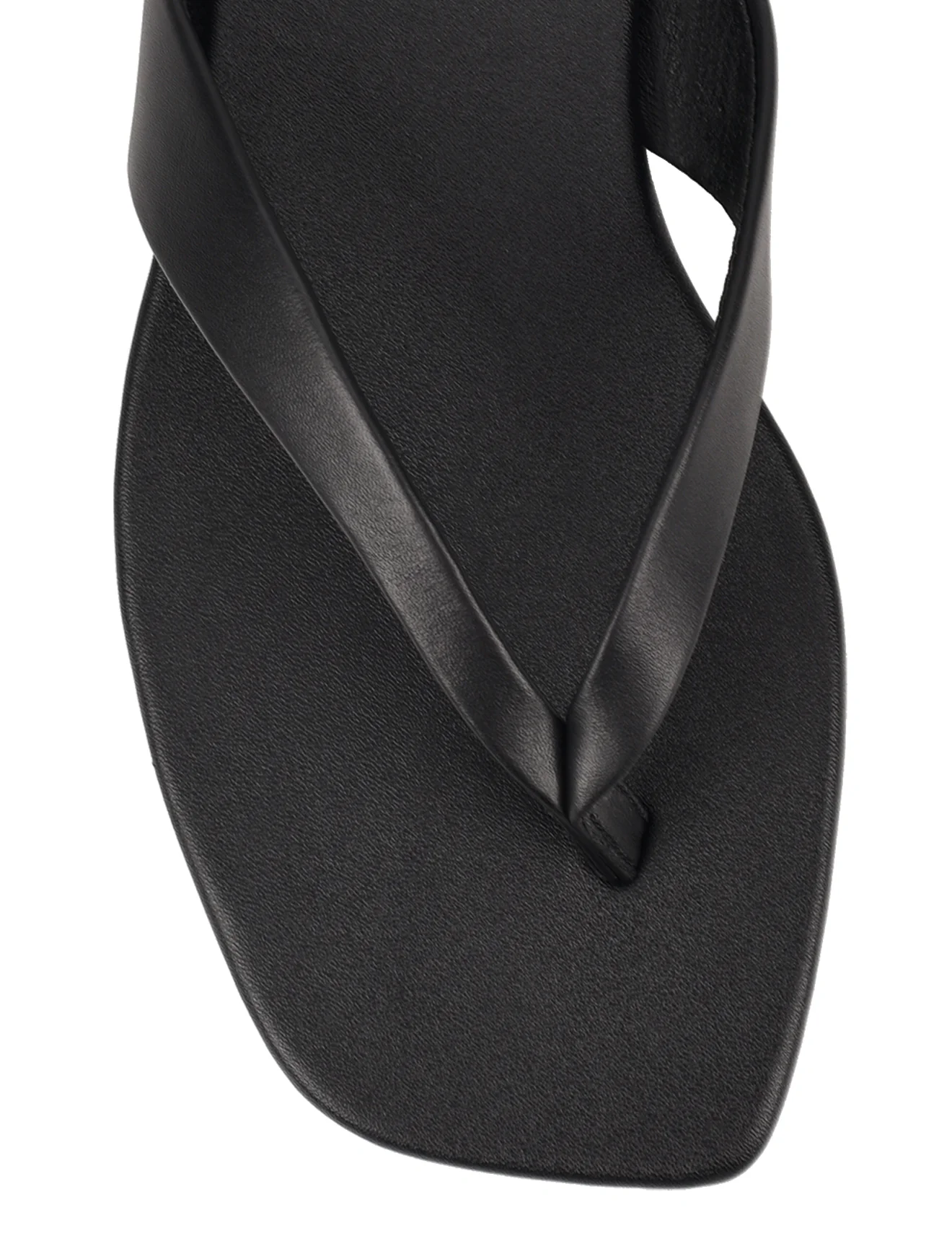 Evita Flat Thongs - Black Leather - Image 5