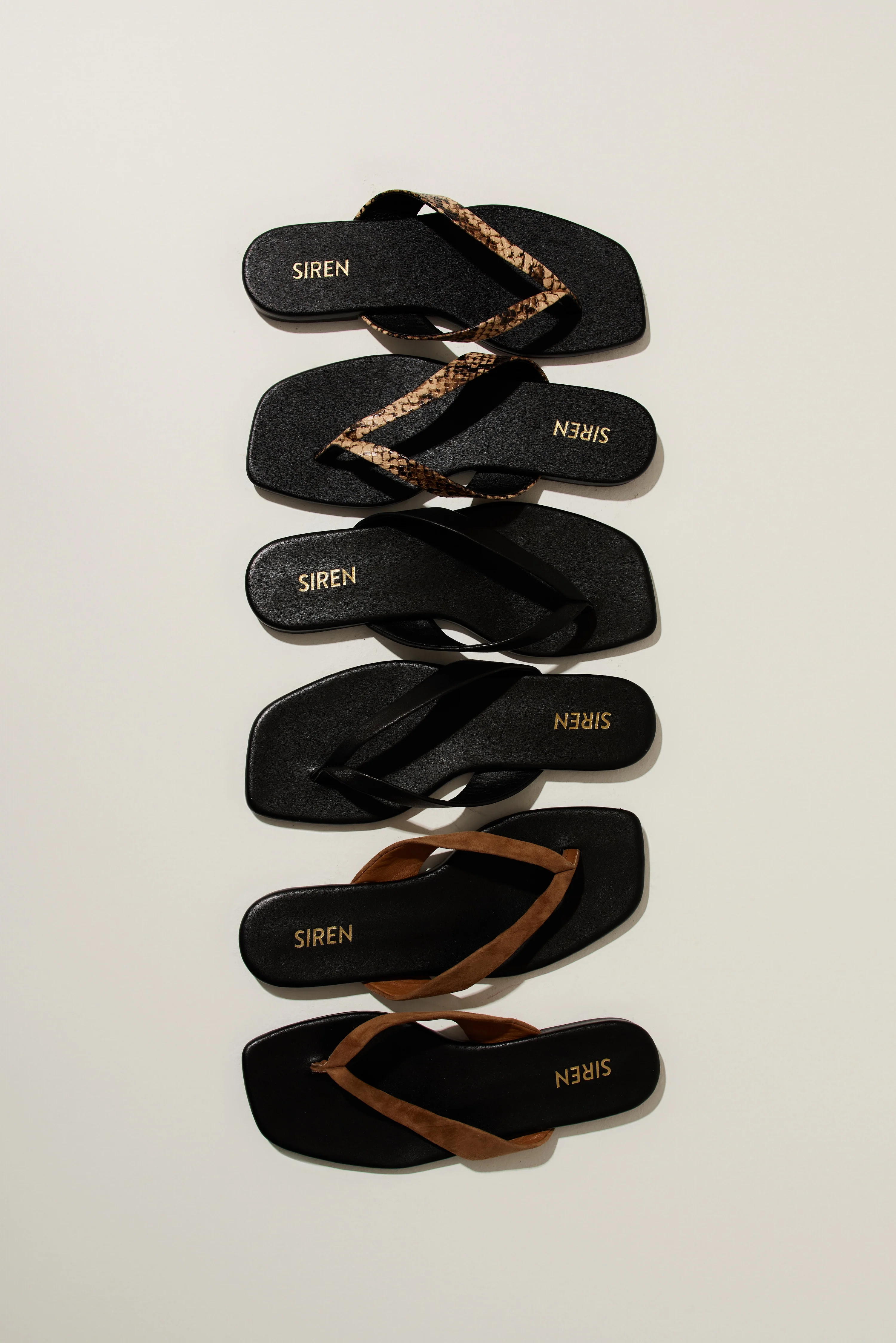 Evita Flat Thongs - Black Leather - Image 7