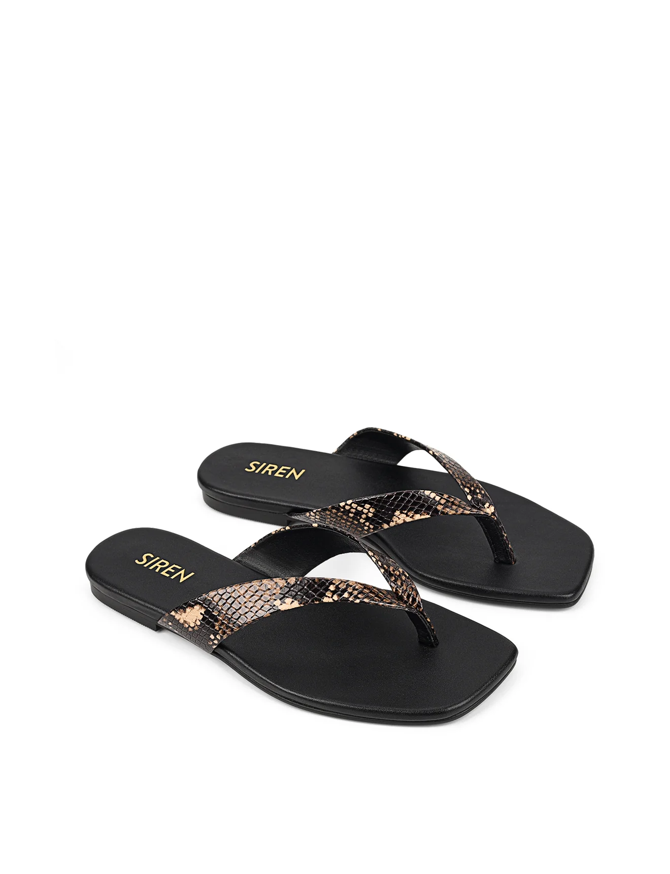 Evita Flat Thongs - Brown Snake Leather - Image 3