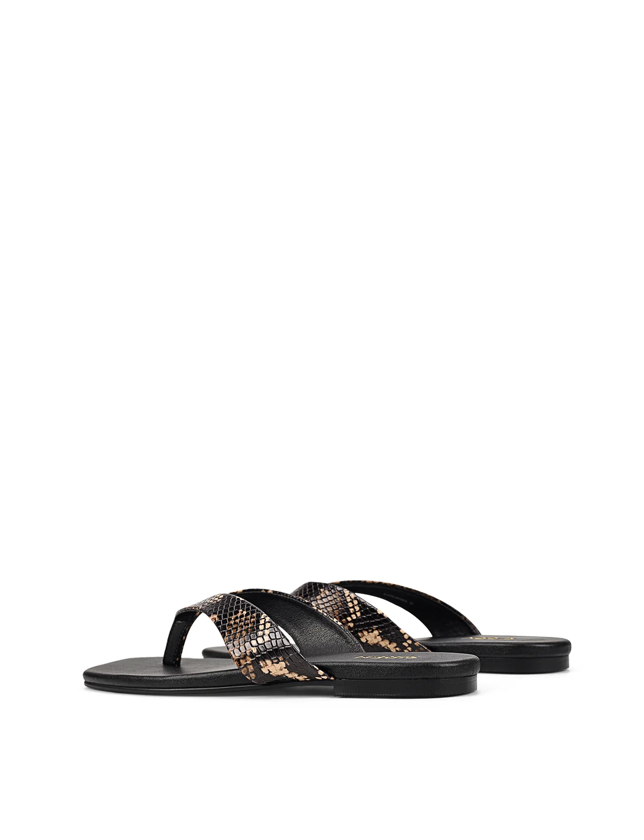 Evita Flat Thongs - Brown Snake Leather - Image 4