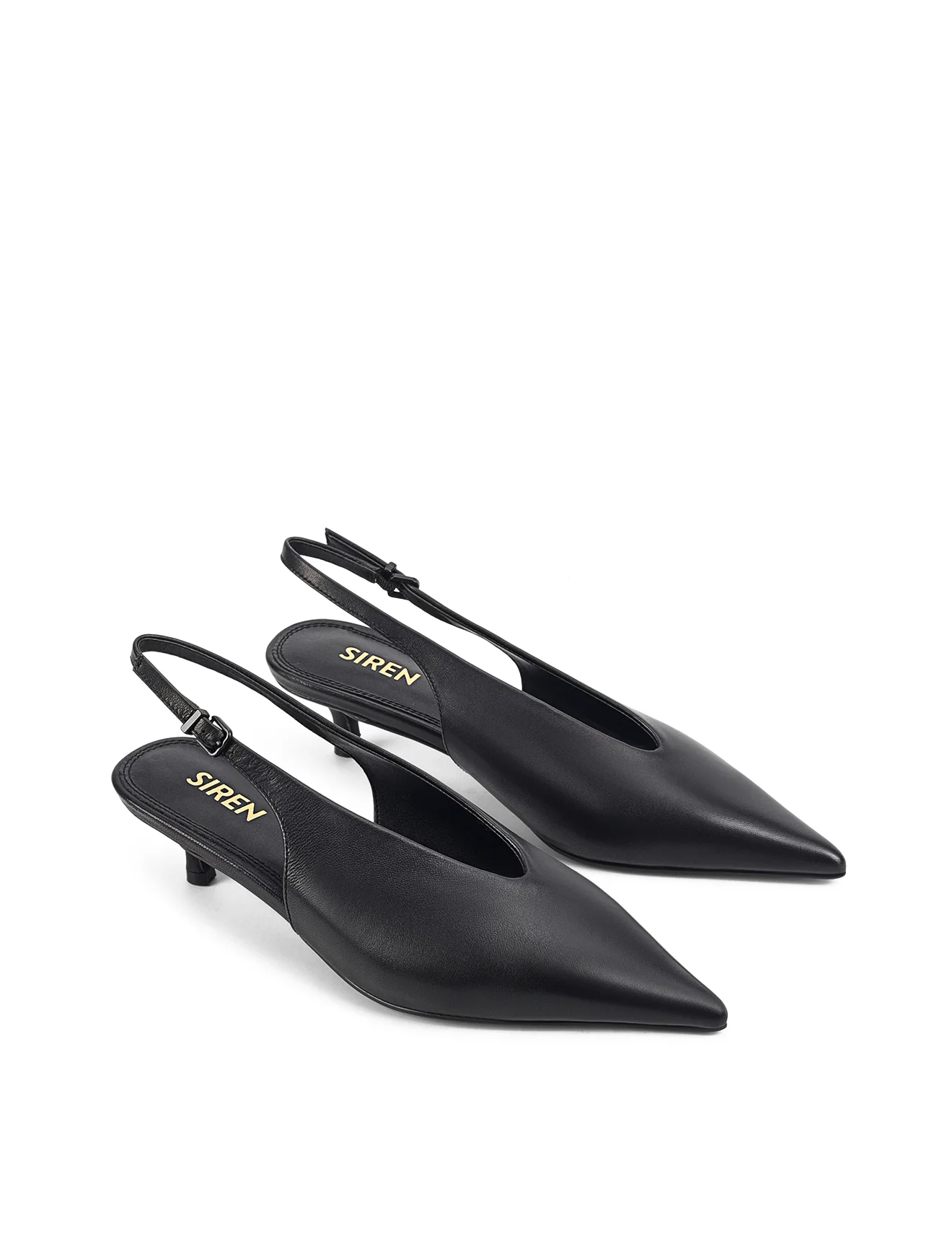 Fly Point Toe Slingbacks - Black Leather - Image 3