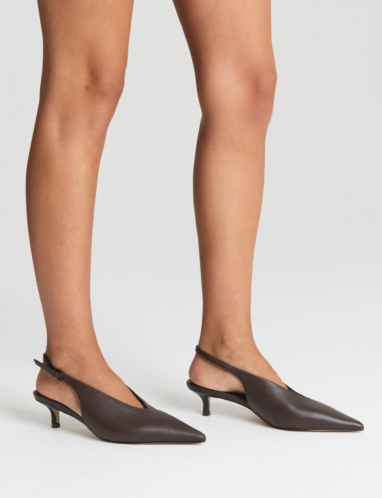 Fly Point Toe Slingbacks - Chocolate Brown Leather - Image 2