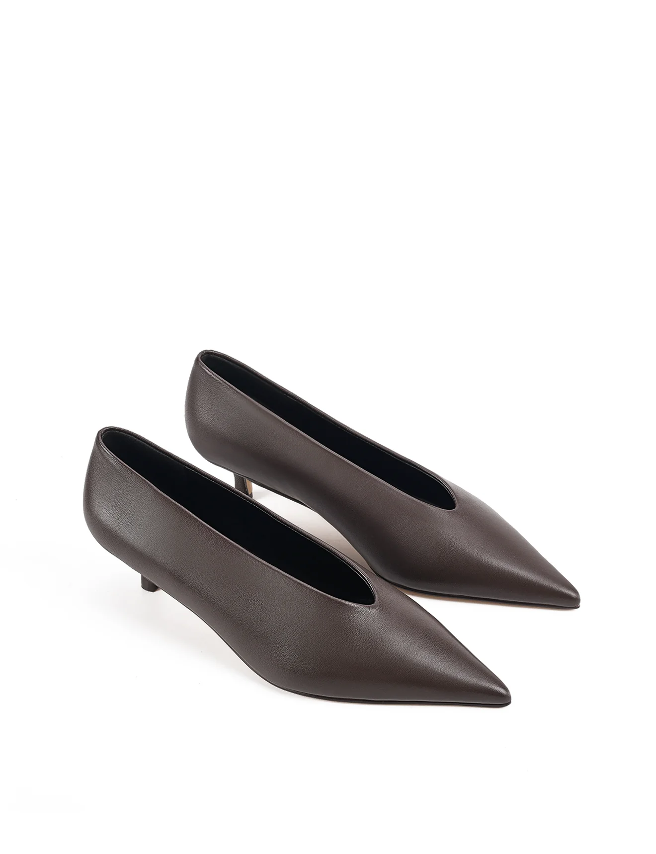 Flynn Point Toe Pumps - Chocolate Brown Leather - Image 3