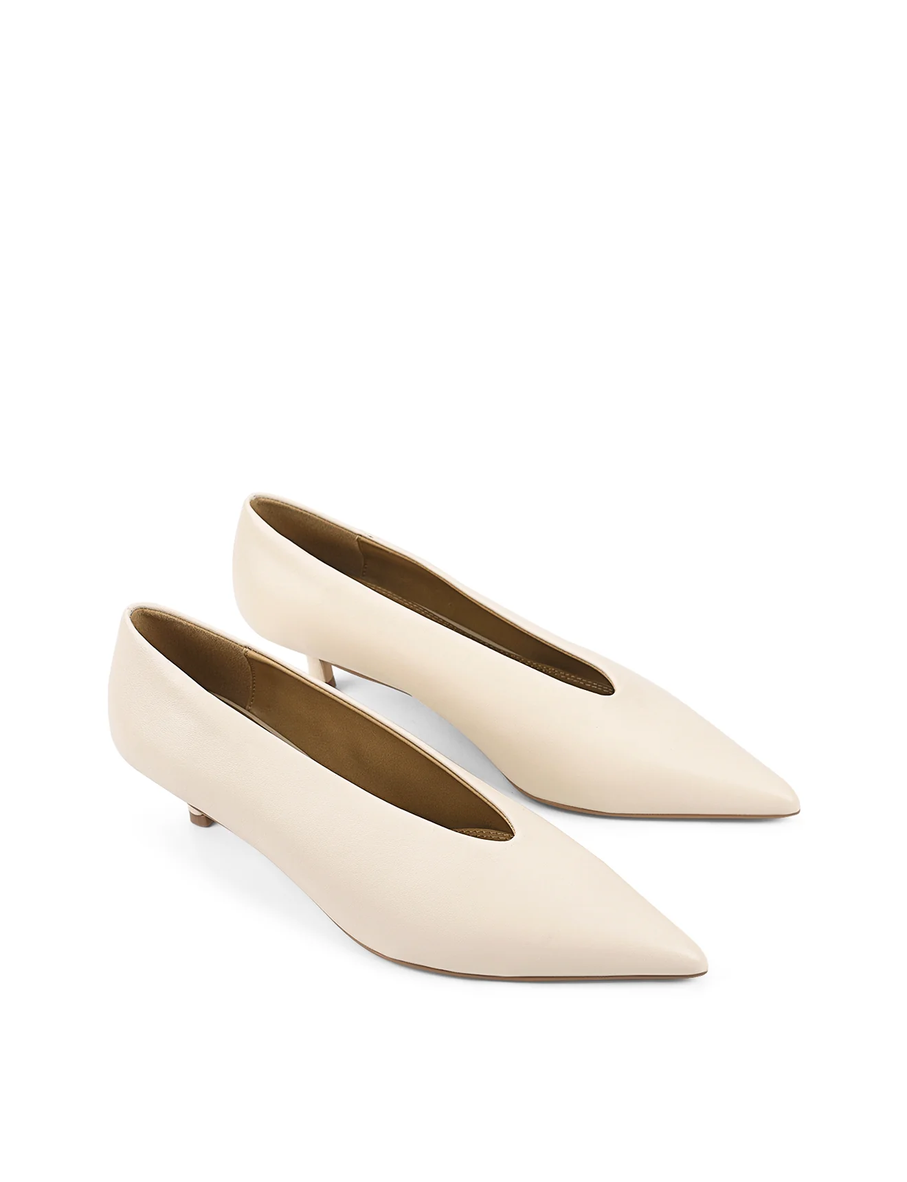 Flynn Point Toe Pumps - Cream  White Leather - Image 4