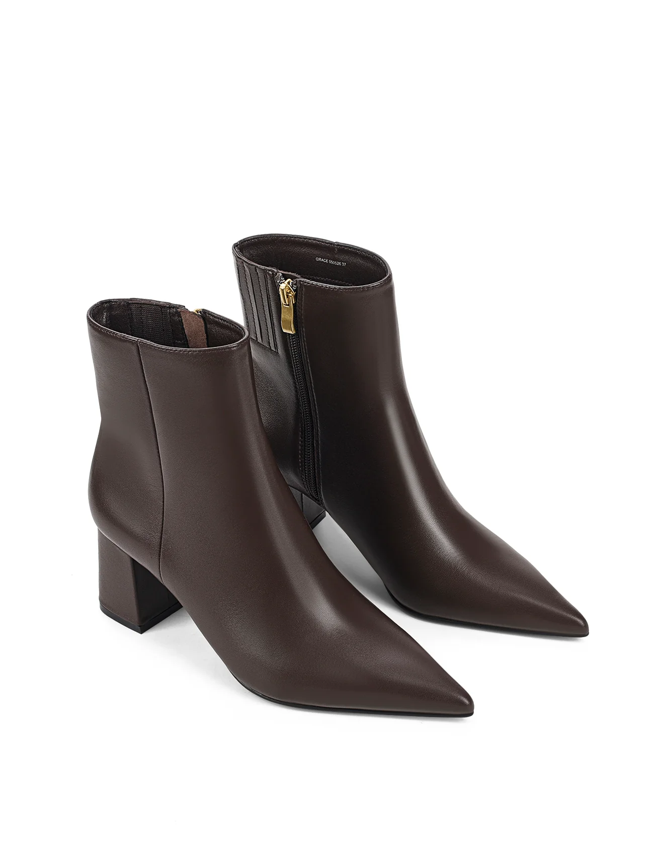 Grace Ankle Boots - Chocolate Brown Leather - Image 3