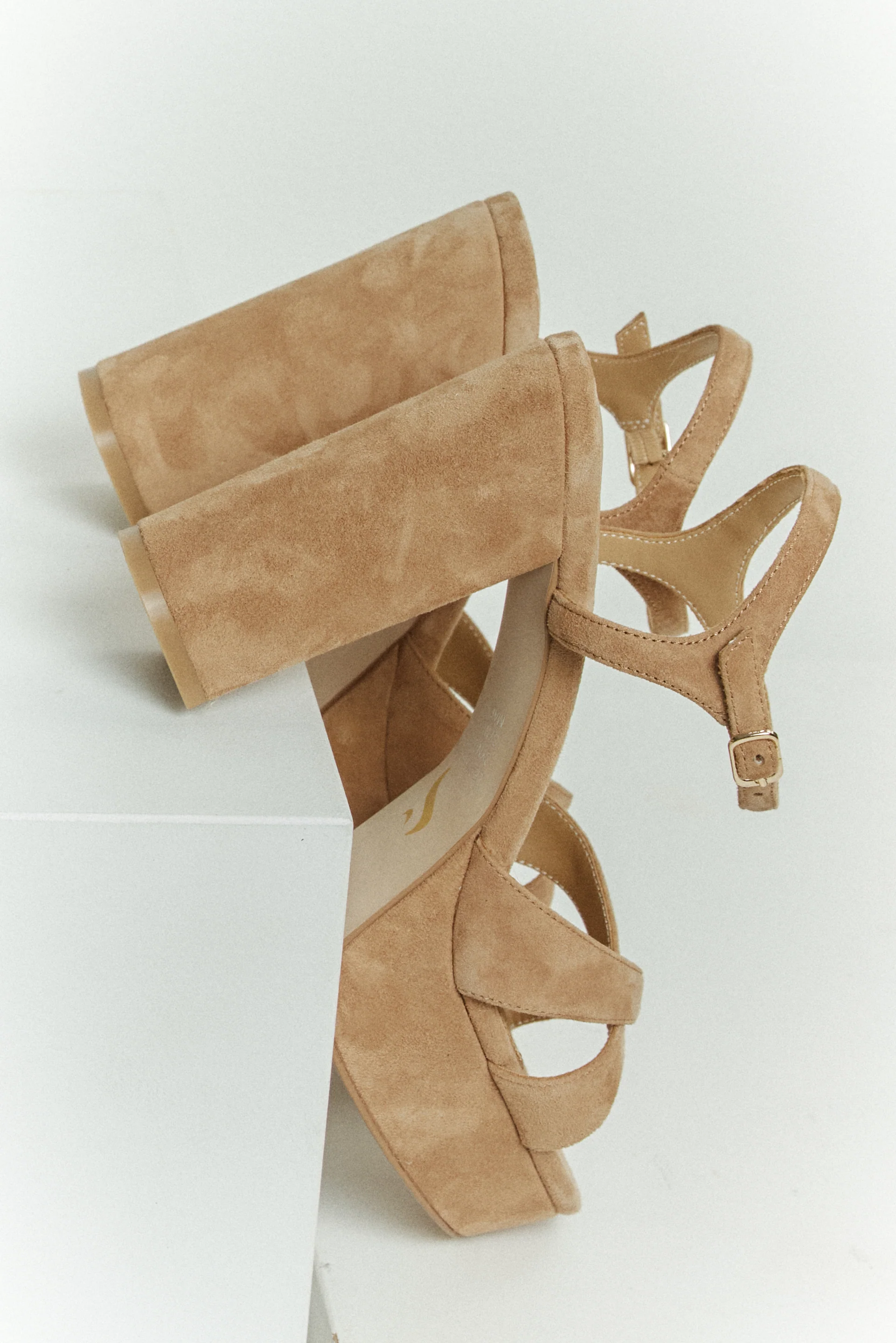 Hannah Platform Sandals - Camel Tan Suede - Image 4