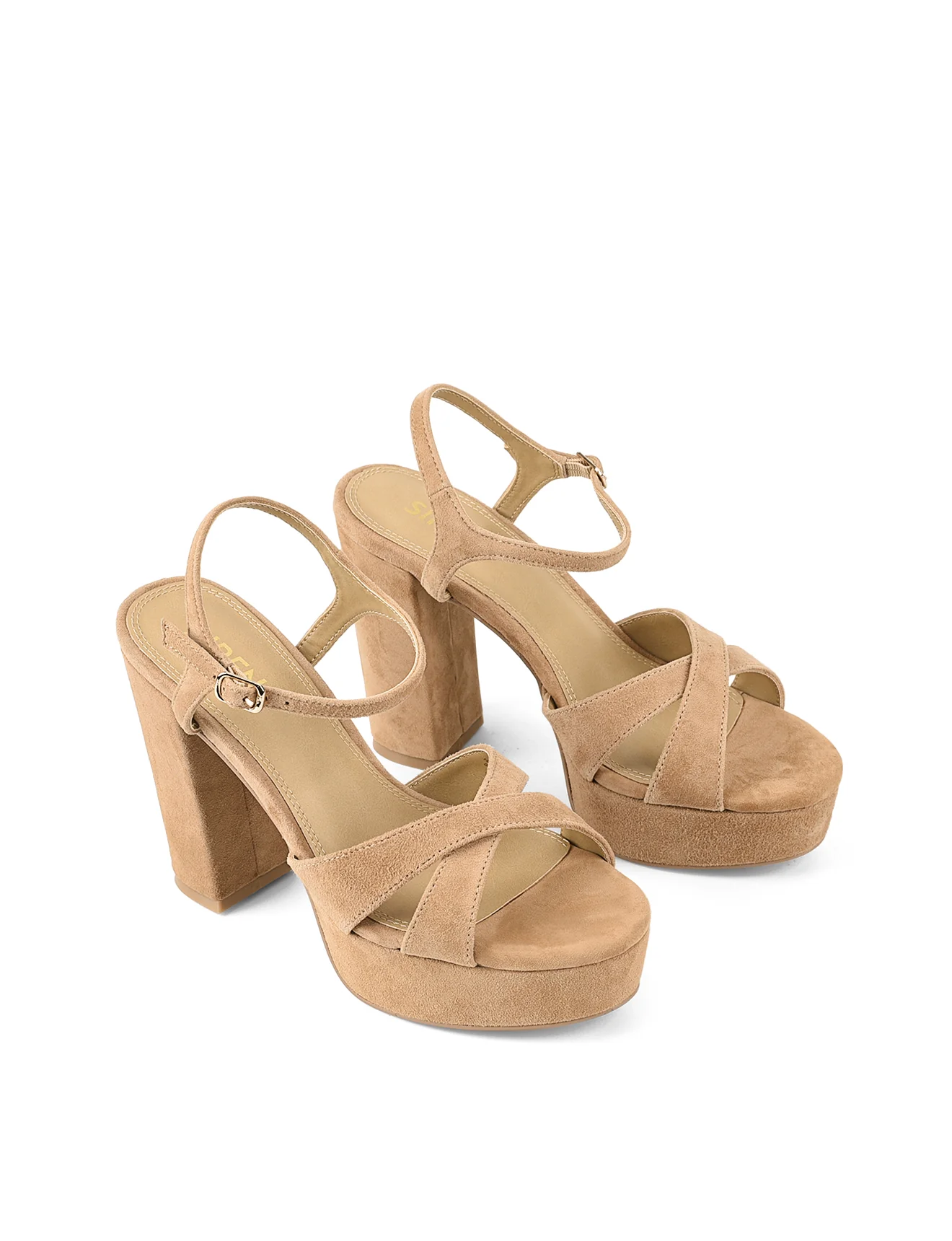 Hannah Platform Sandals - Camel Tan Suede - Image 5