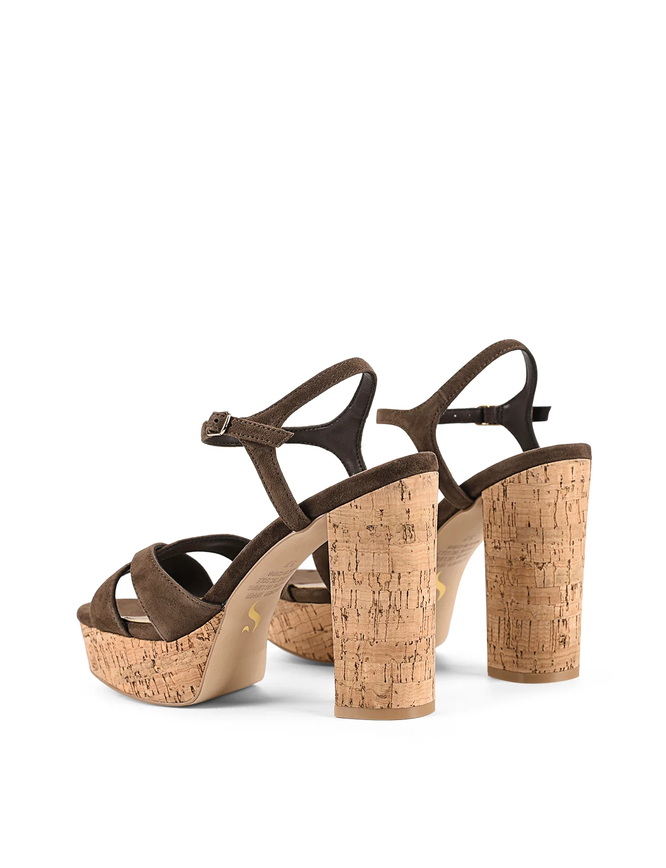 Hannah Platform Sandals - Chocolate Brown Suede & Cork - Image 5