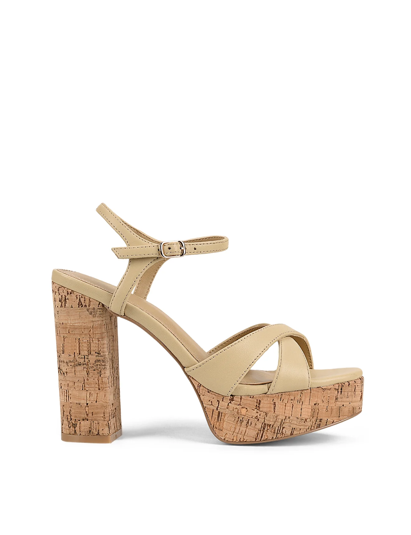 Hannah Platform Sandals - Custard Yellow Leather & Cork