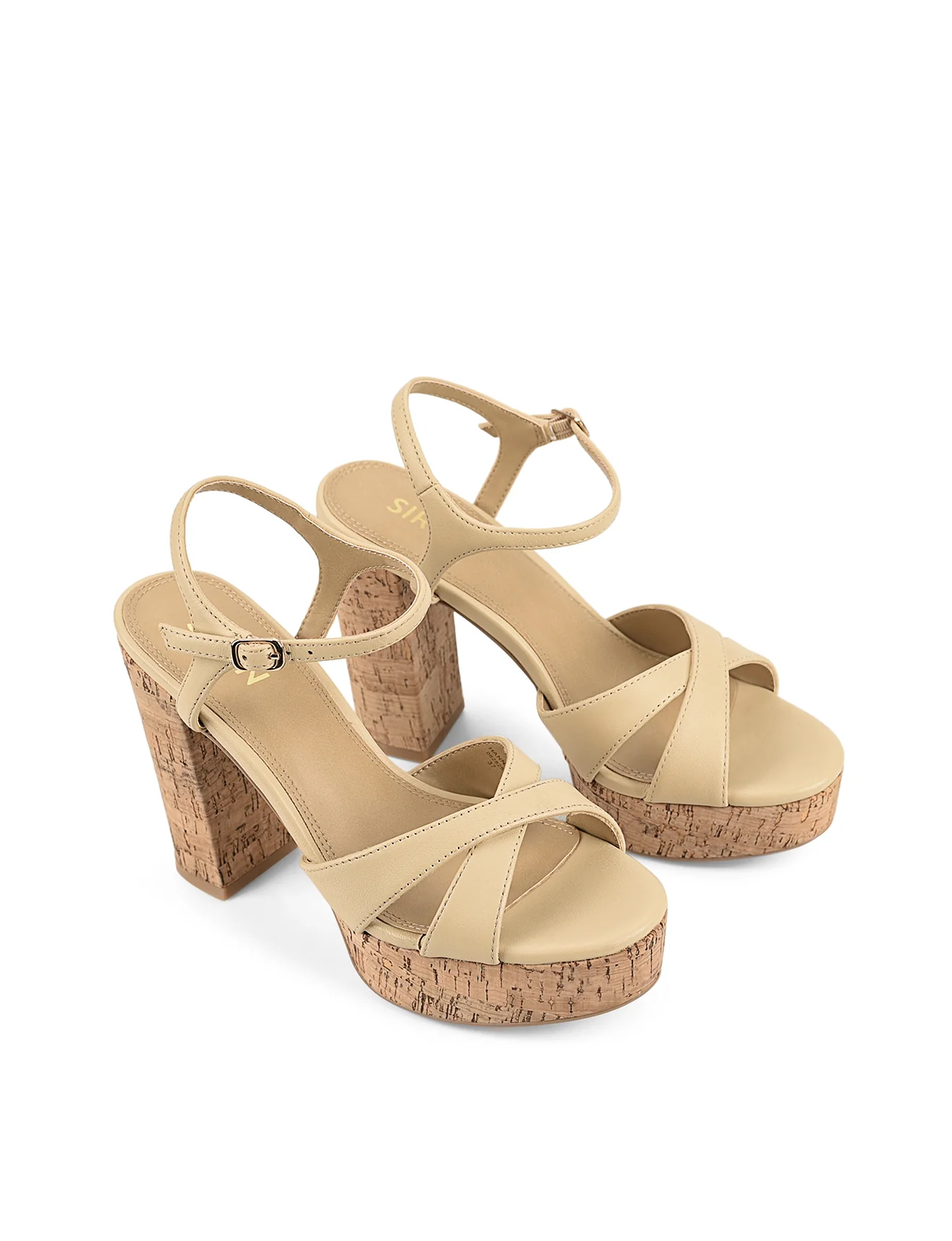 Hannah Platform Sandals - Custard Yellow Leather & Cork - Image 2