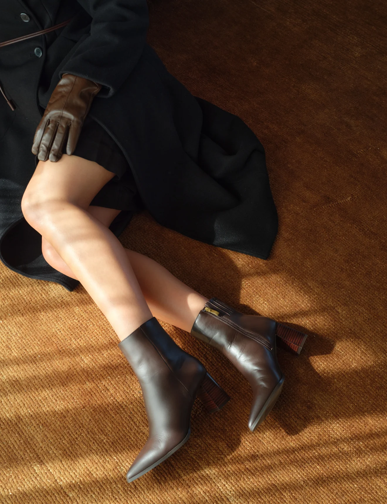 Holly Ankle Boots - Chocolate Brown Leather - Image 7