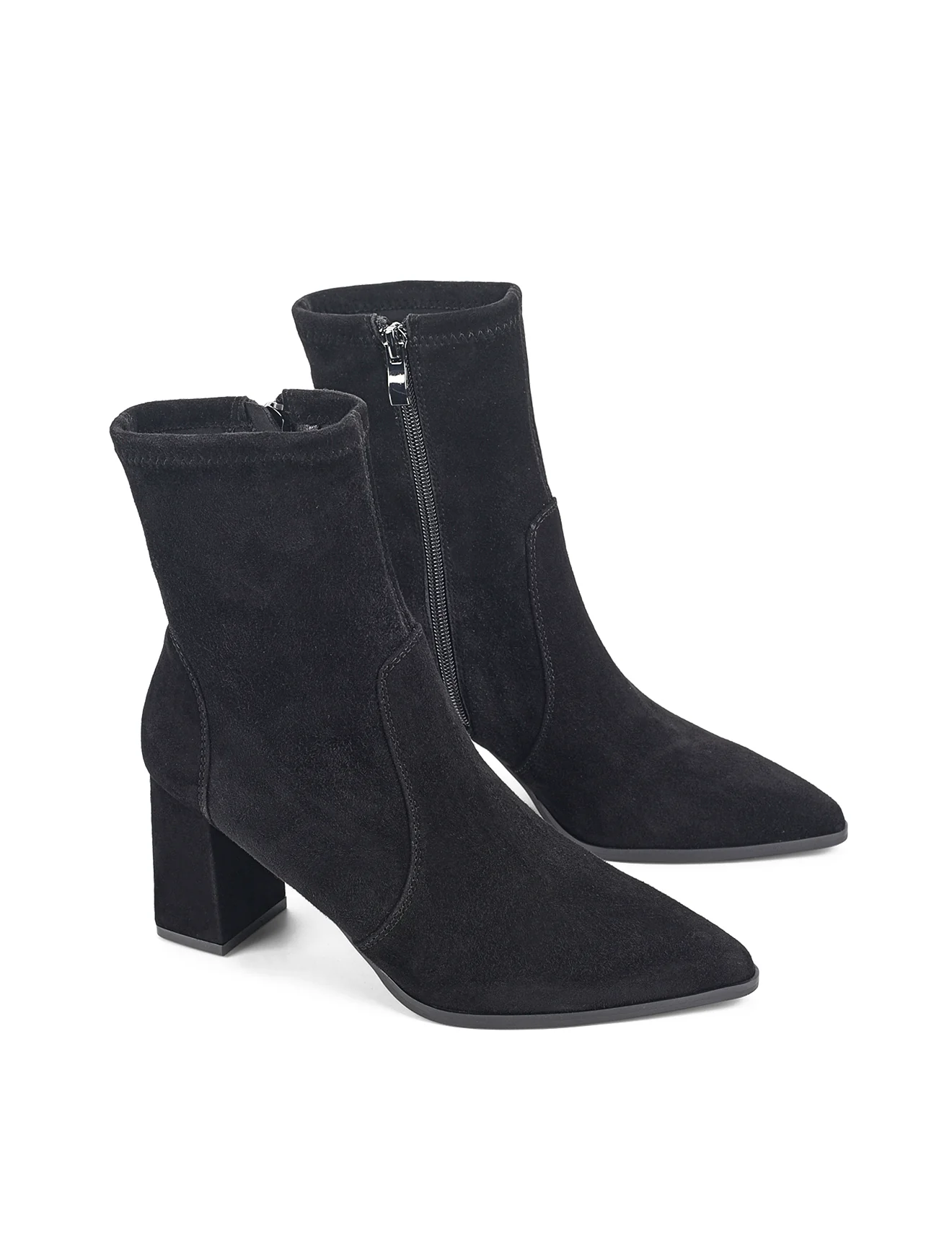 Hope Ankle Boots - Black Stretch Suede - Image 3