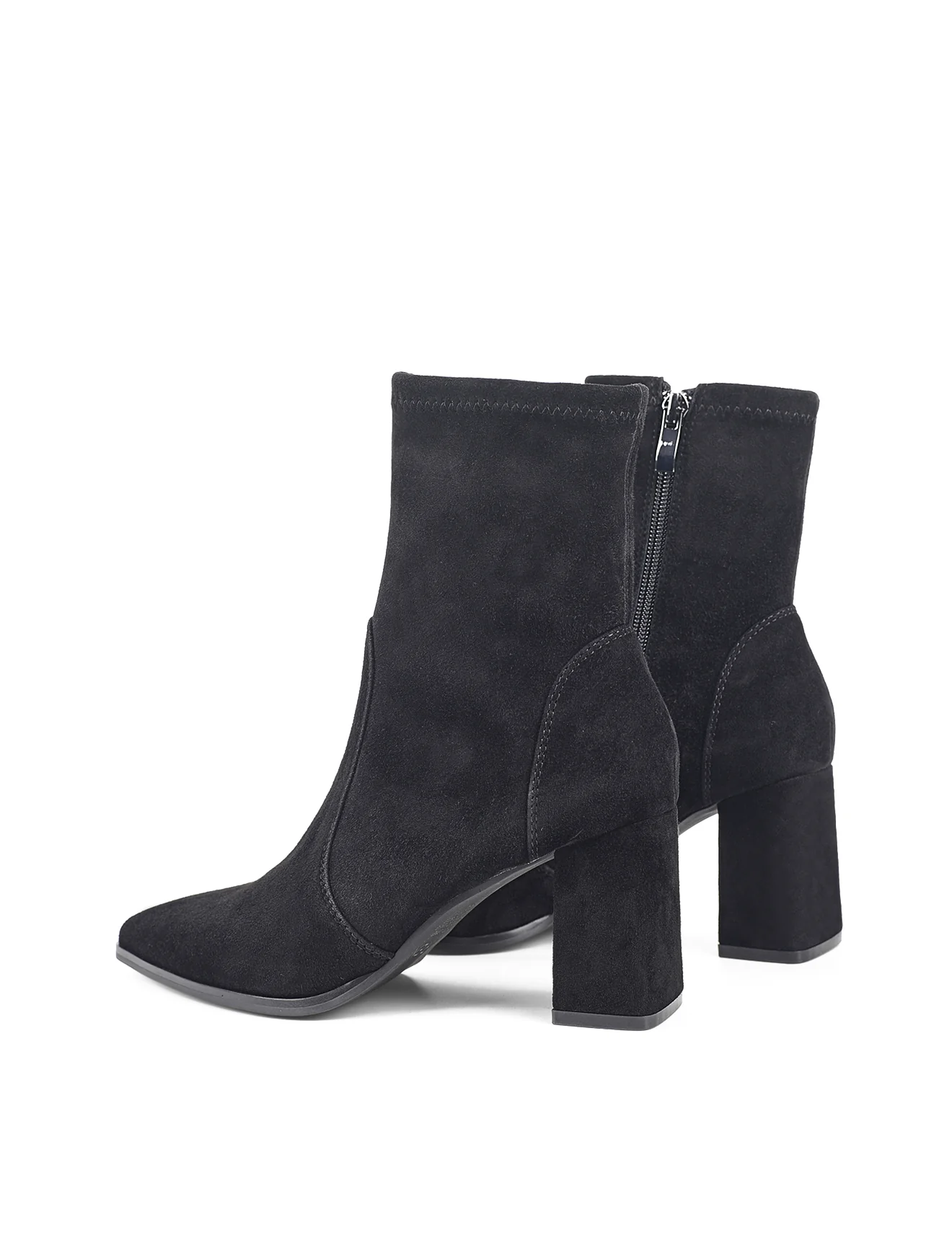 Hope Ankle Boots - Black Stretch Suede - Image 4