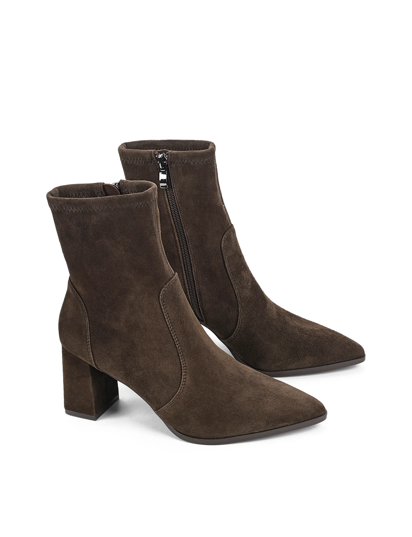 Hope Ankle Boots - Chocolate Brown Stretch Suede - Image 3