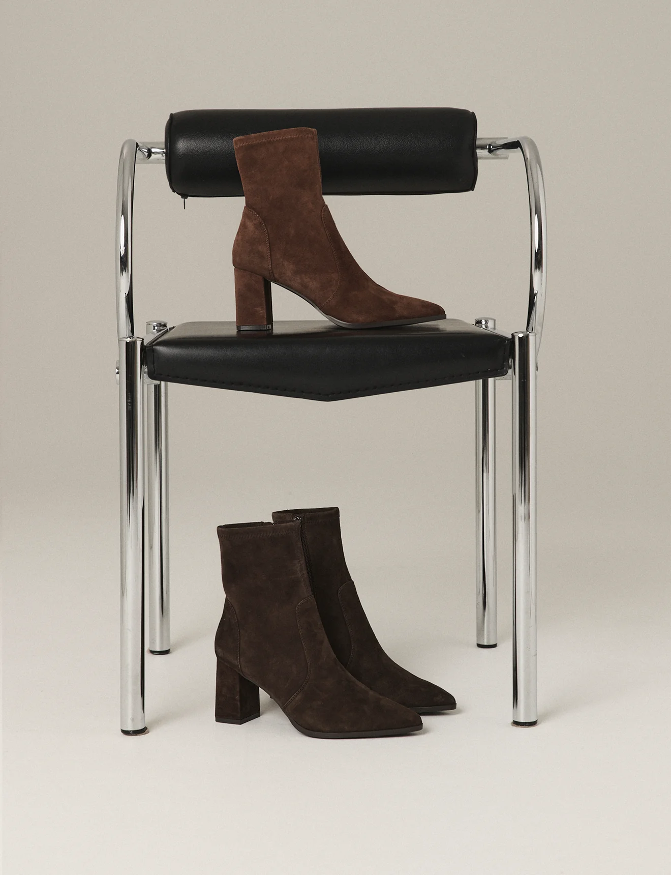 Hope Ankle Boots - Chocolate Brown Stretch Suede - Image 6