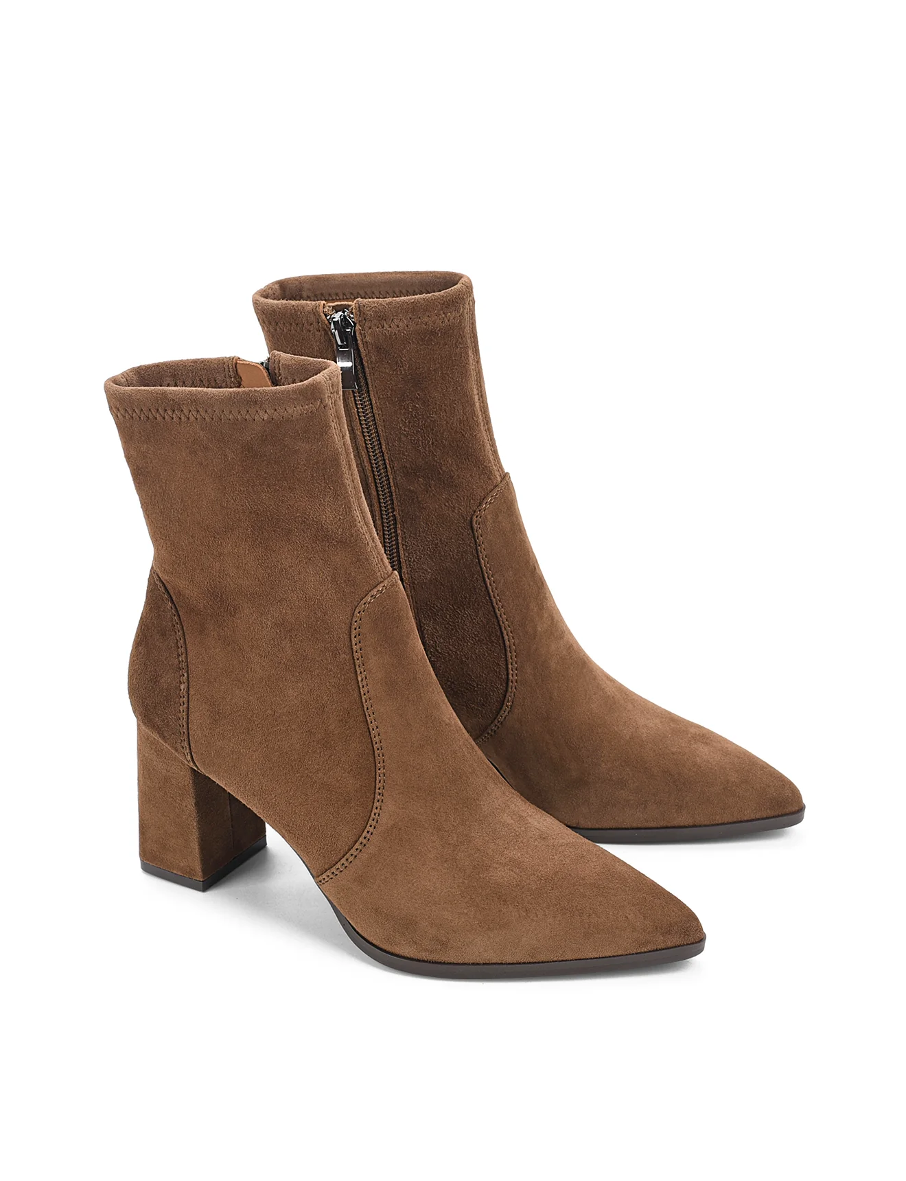 Hope Ankle Boots - Toffee Brown Stretch Suede - Image 3