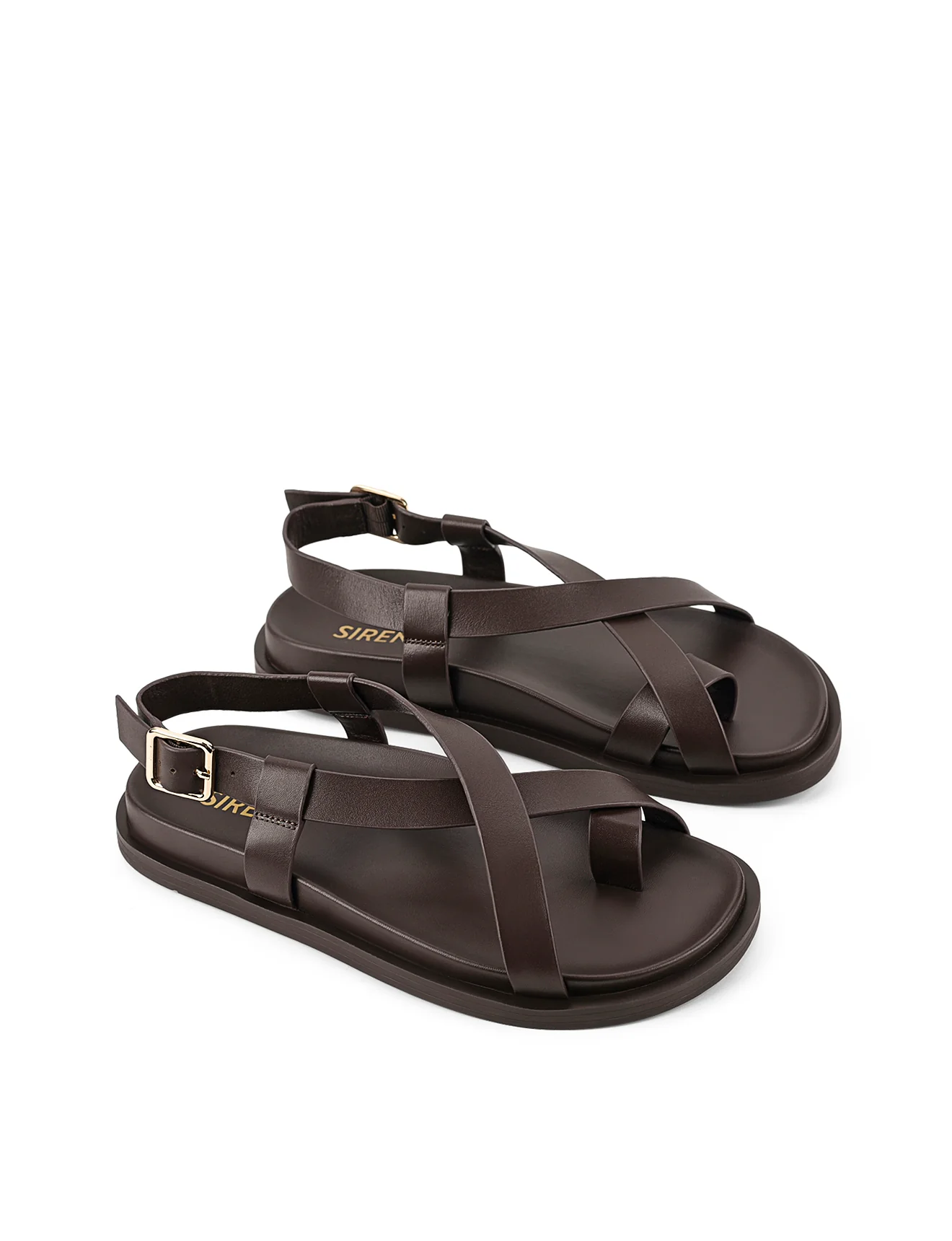 Laia Flatform Sandals - Chocolate Brown Leather - Image 3