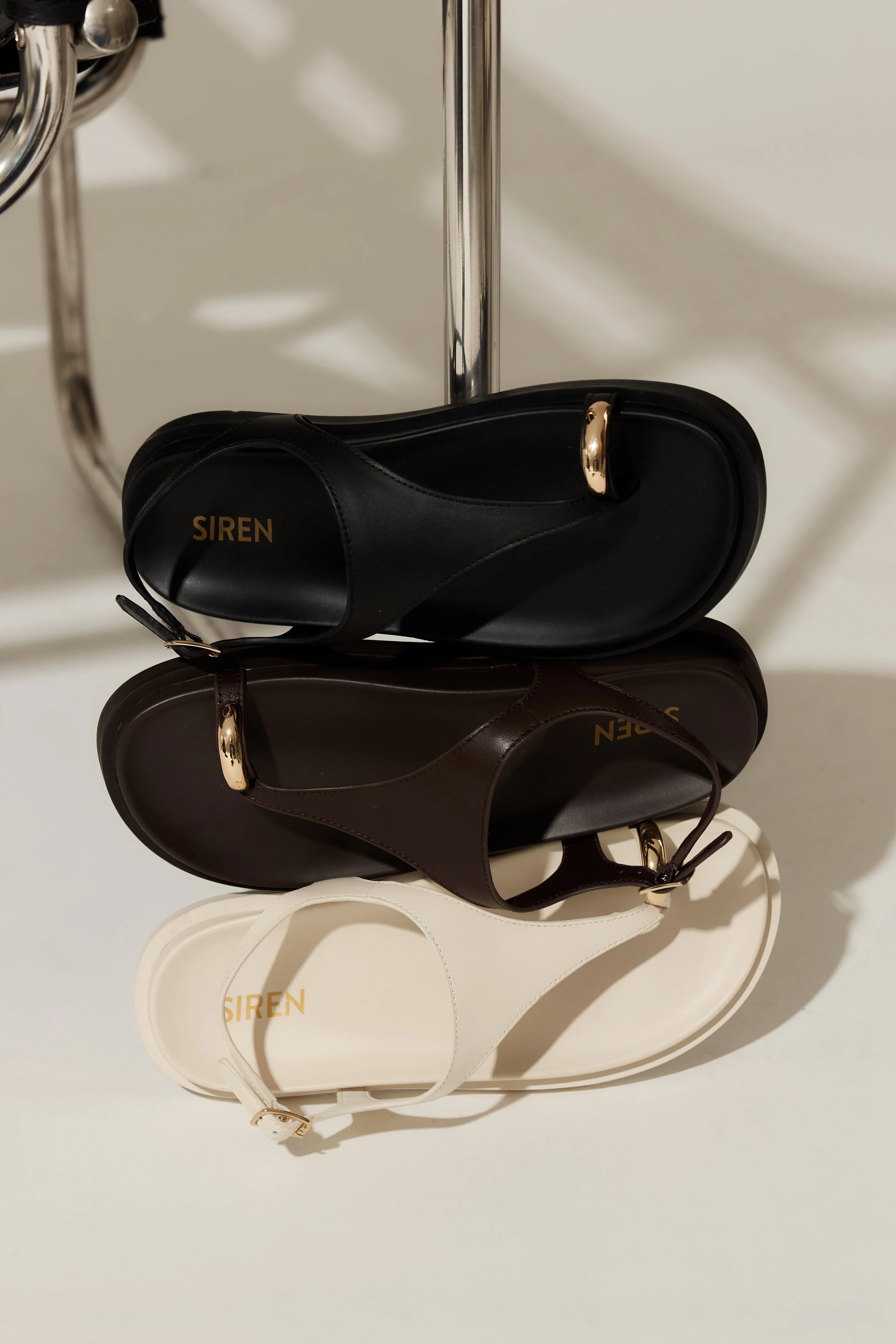 Latvia Flatform Sandals - Black Leather - Image 3