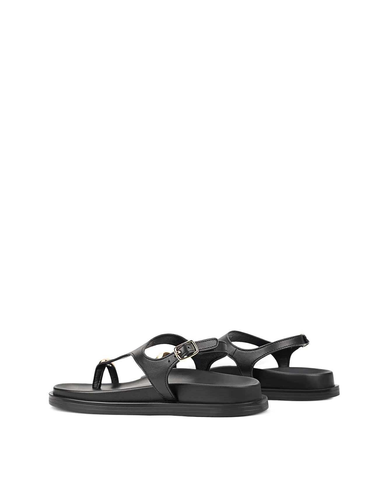 Latvia Flatform Sandals - Black Leather - Image 5